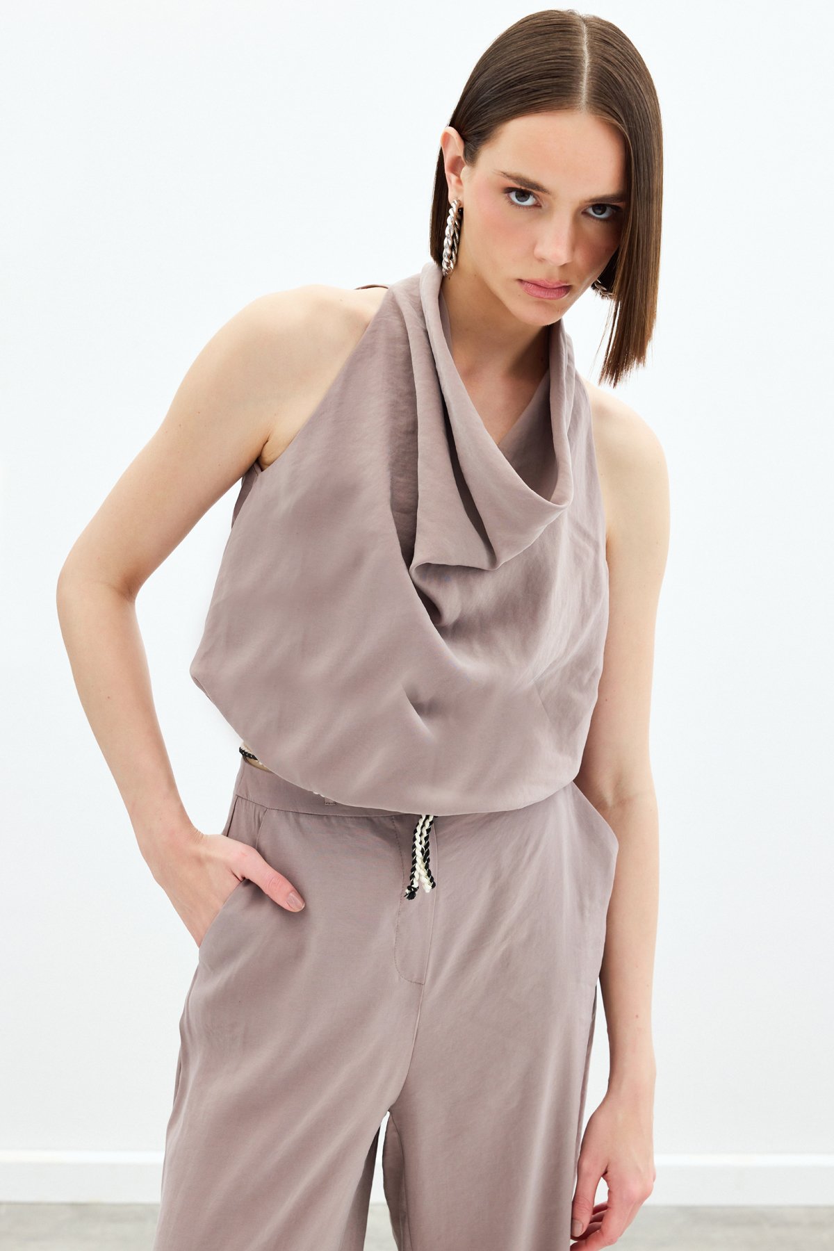 Degaje Yaka Bluz - Vizon