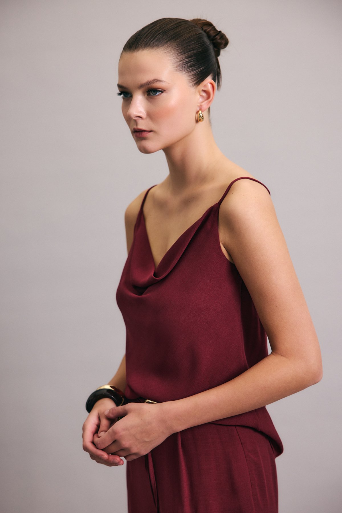 Cowl Neck Flowy Blouse - Murdum