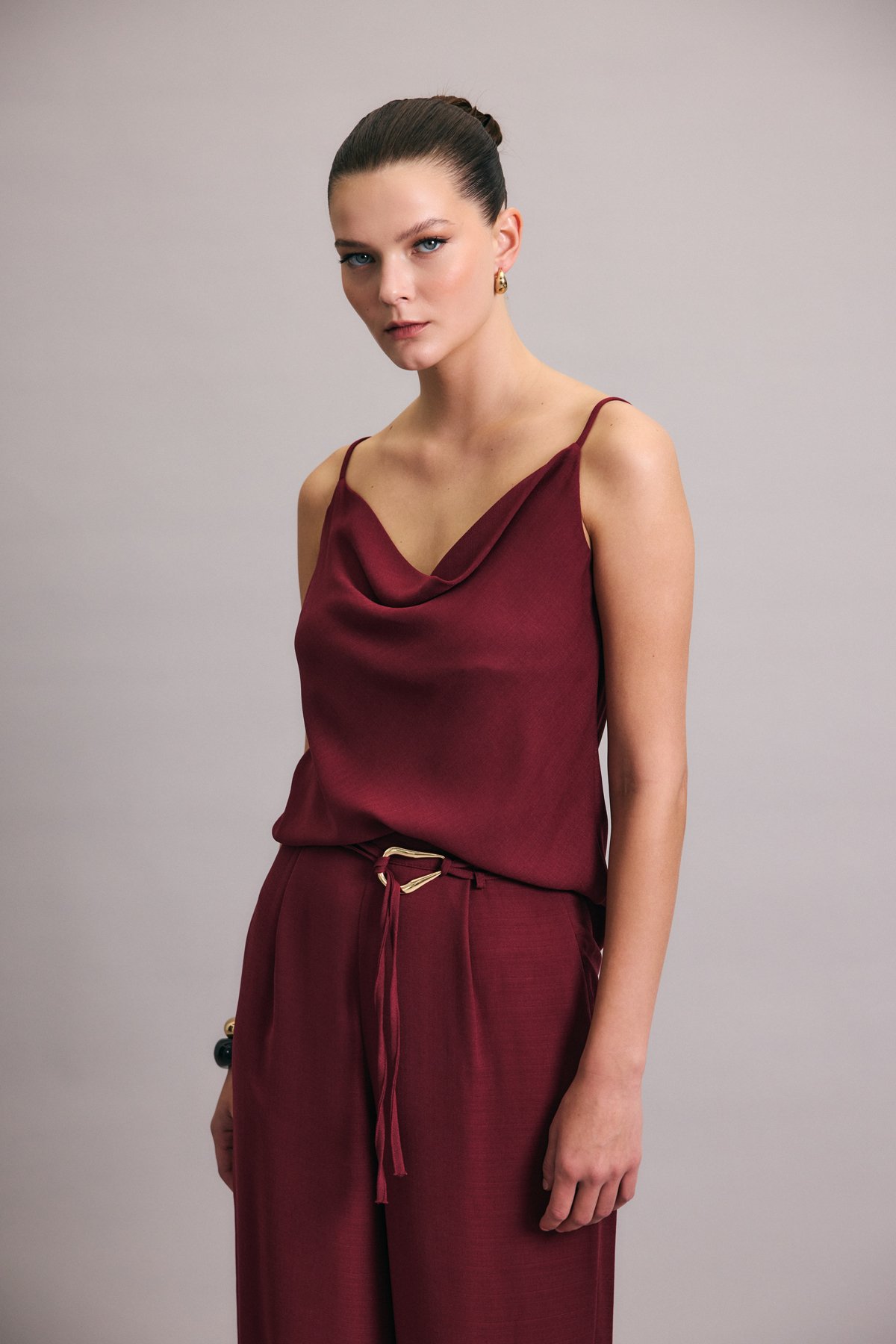 Cowl Neck Flowy Blouse - Murdum