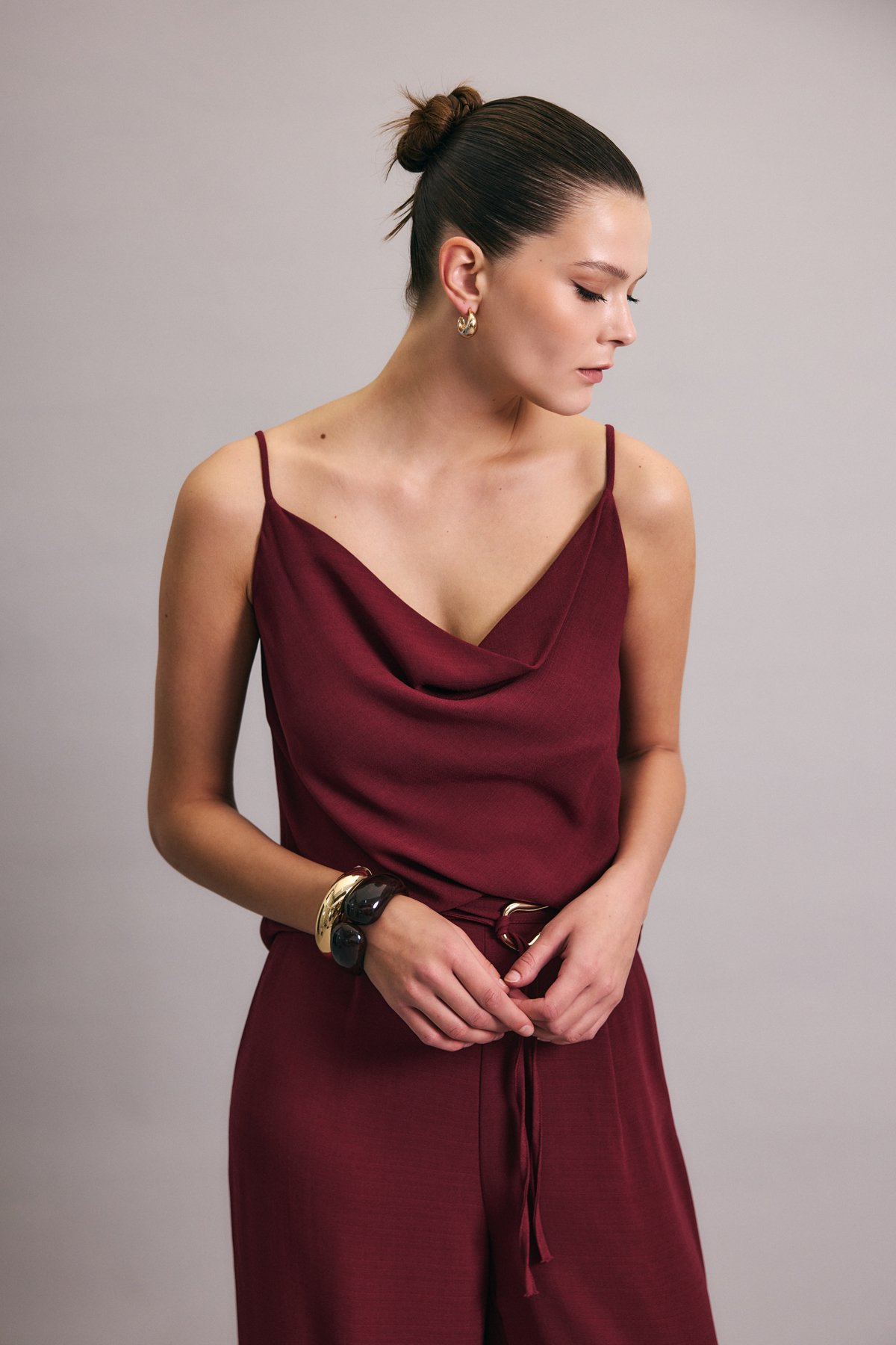 Cowl Neck Flowy Blouse - Murdum