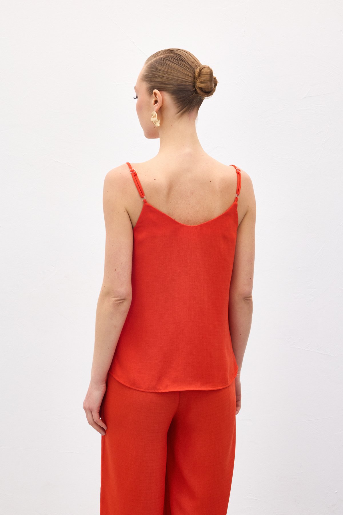 Cowl Neck Flowy Blouse - Oranj