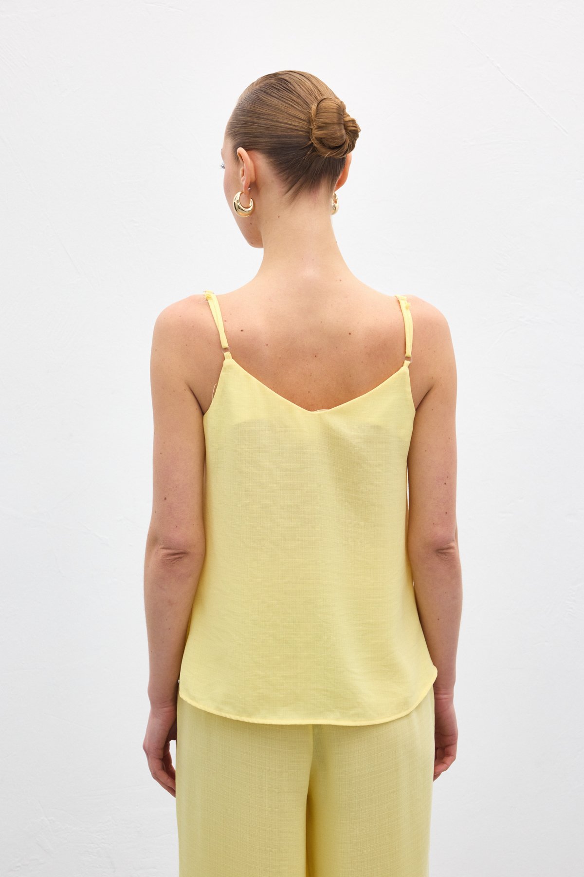 Cowl Neck Flowy Blouse - Yellow