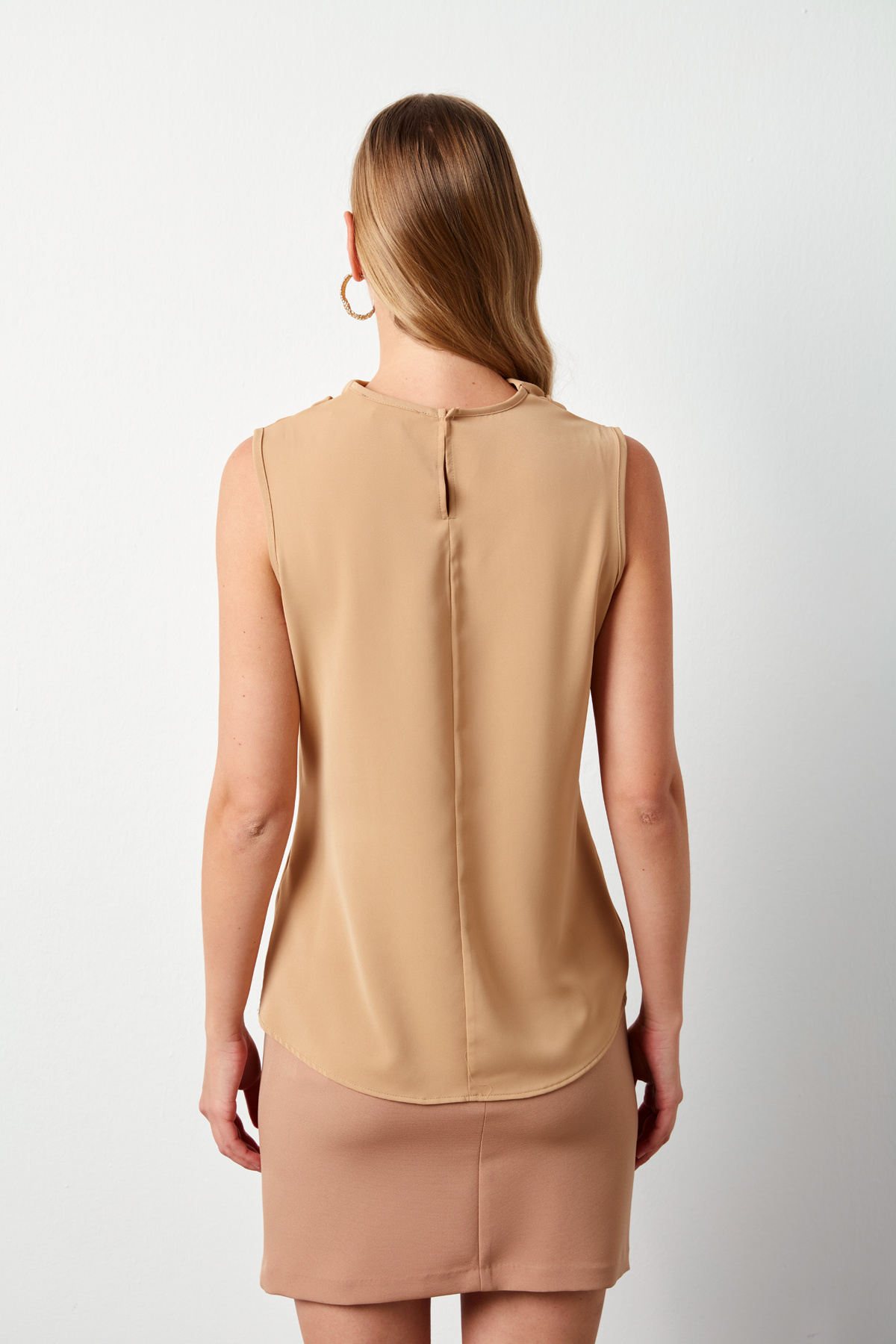 Degaje Yaka Kolsuz Bluz - CAMEL