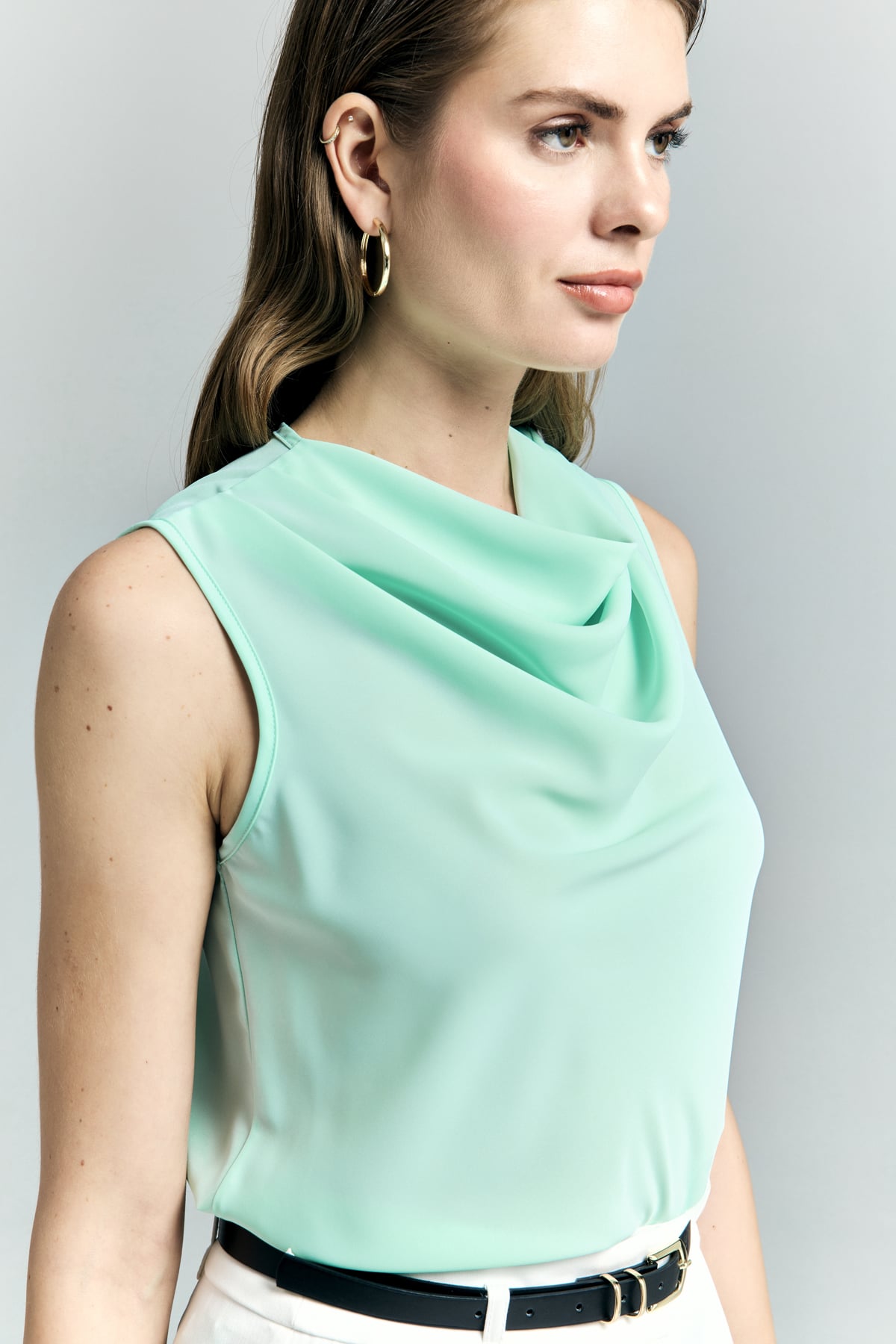 Collar Collar Sleeveless Blouse - Mınt
