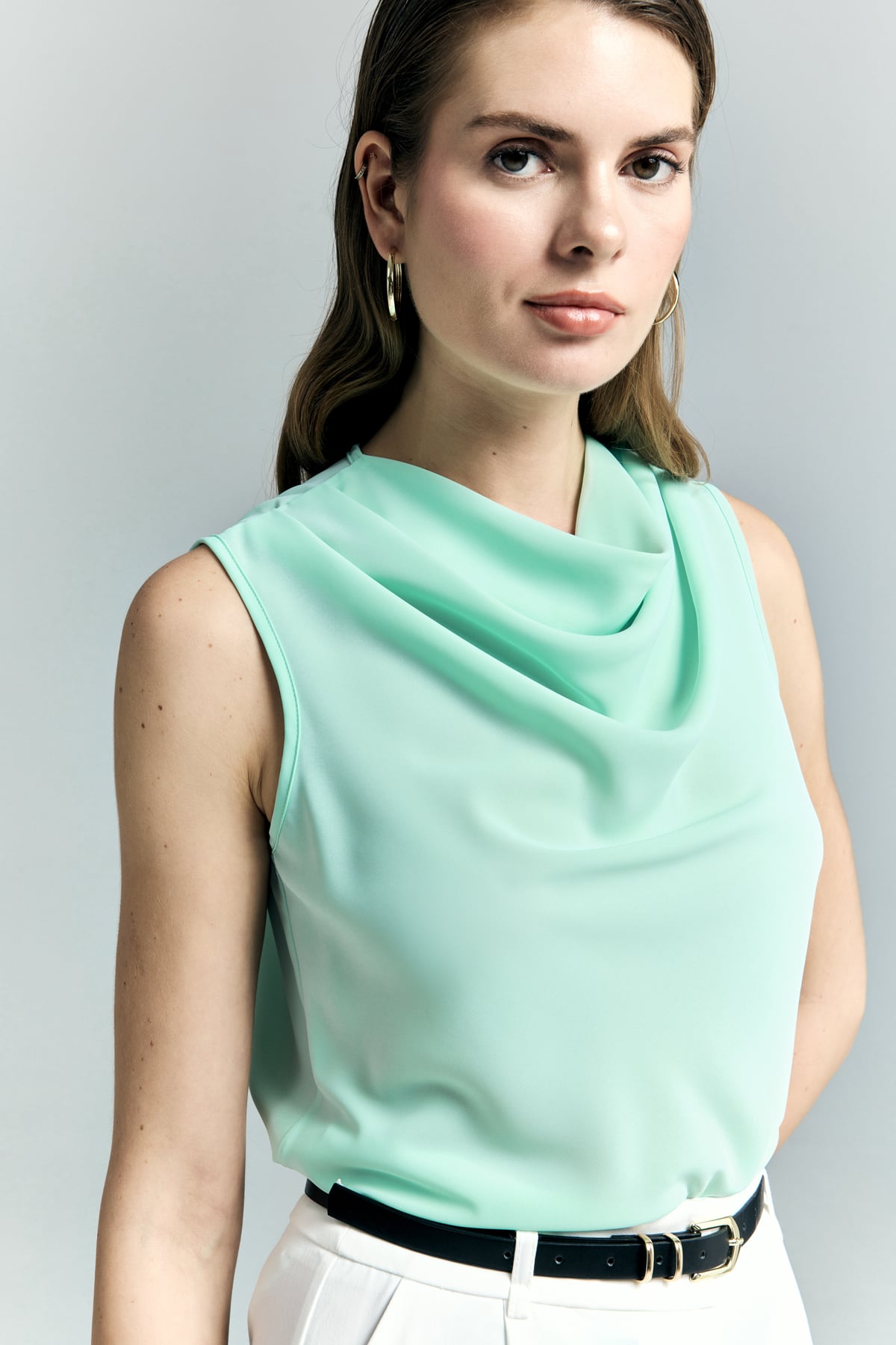 Collar Collar Sleeveless Blouse - Mınt