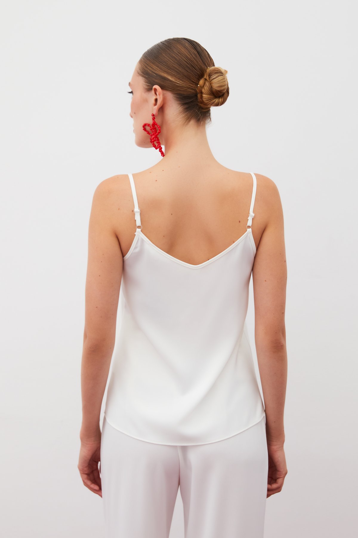 Degaje Yaka Saten Bluz - EKRU