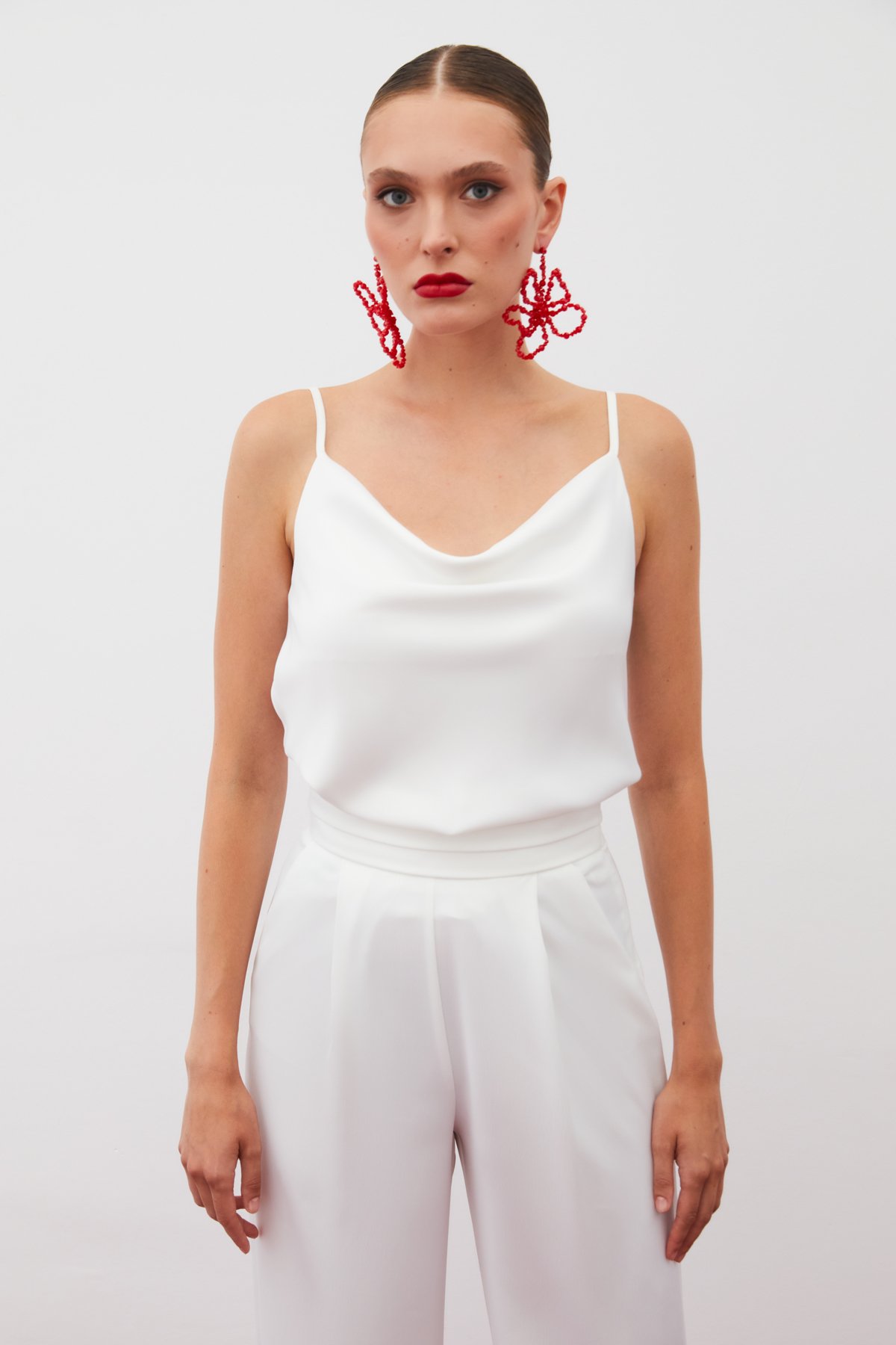 Degaje Yaka Saten Bluz - EKRU