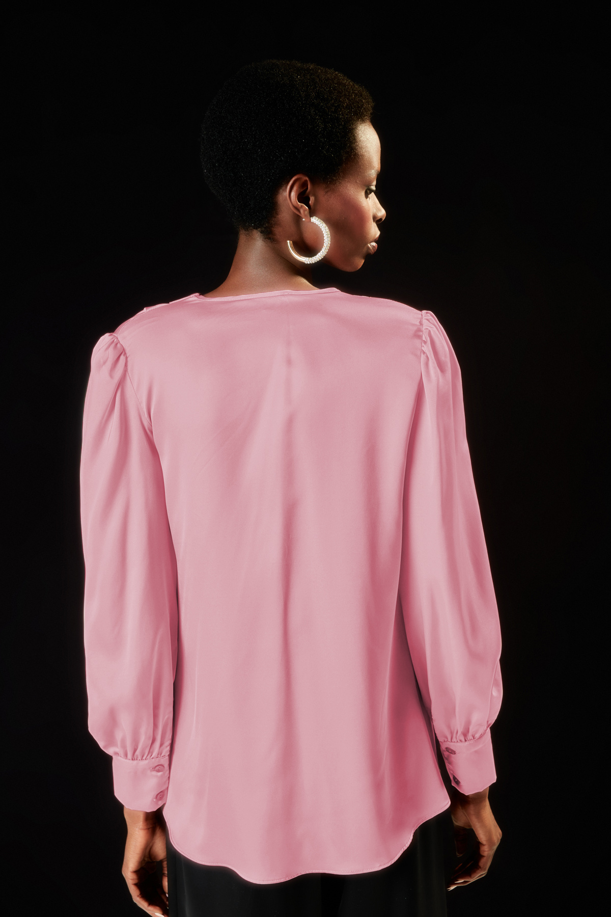 Plunging Collar Satin Blouse - GUL KURUSU
