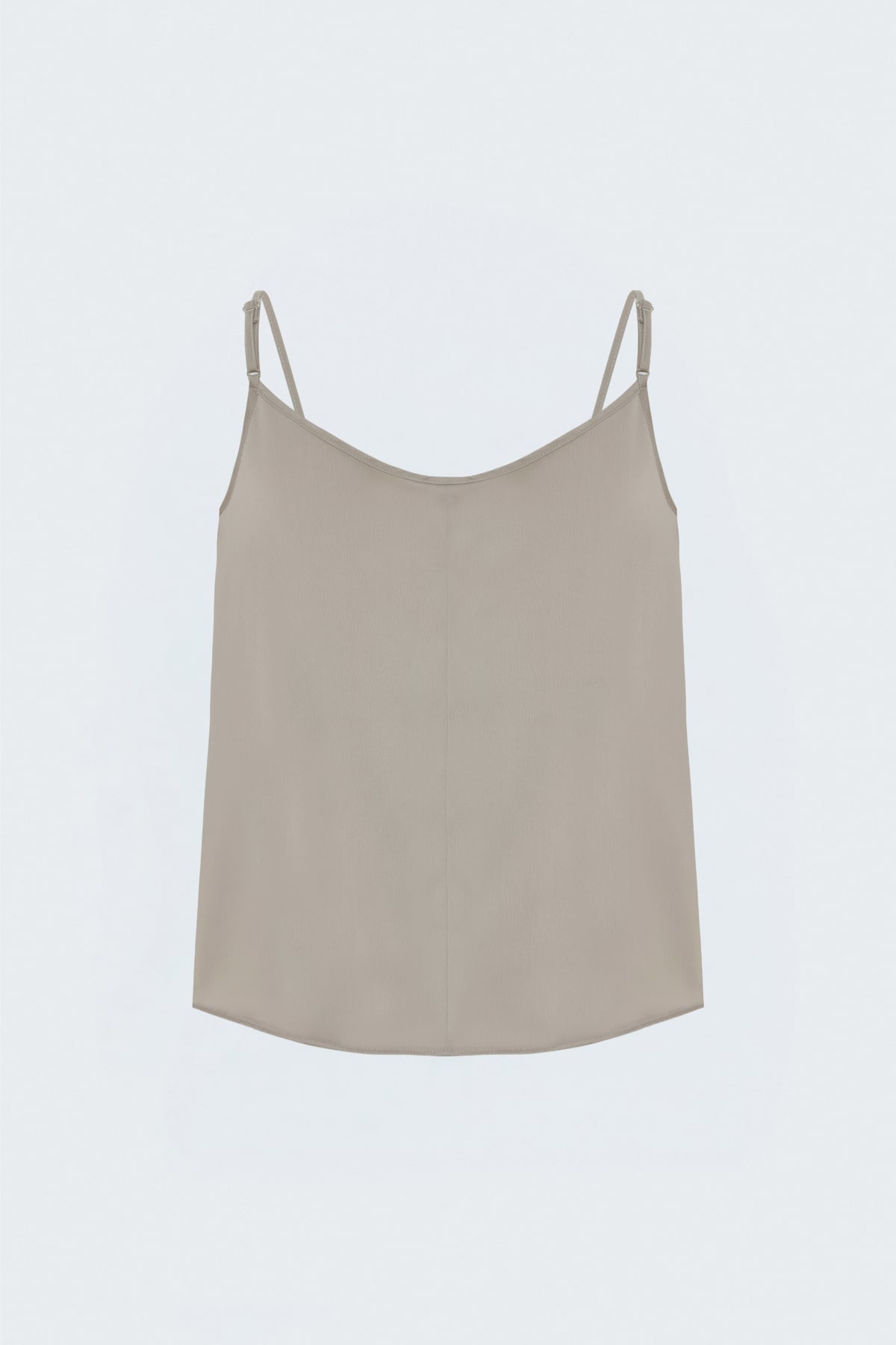 Plunging Collar Satin Blouse - Dark beıge