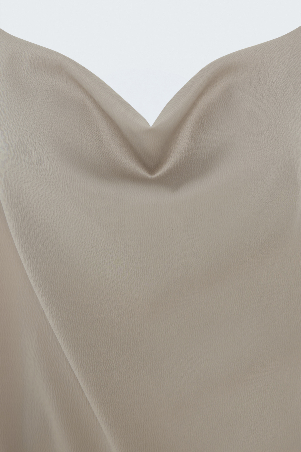 Plunging Collar Satin Blouse - Dark beıge