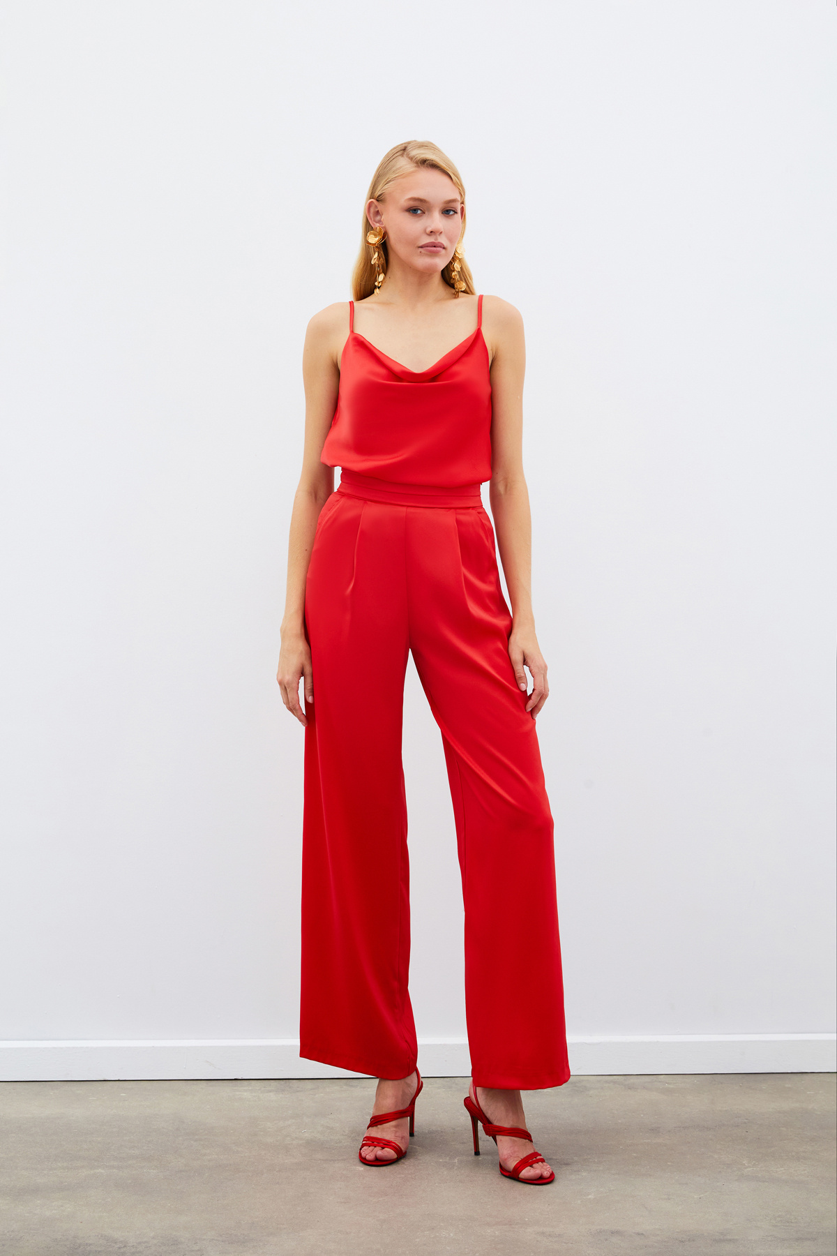 Degaje Yaka Saten Bluz - MERCAN