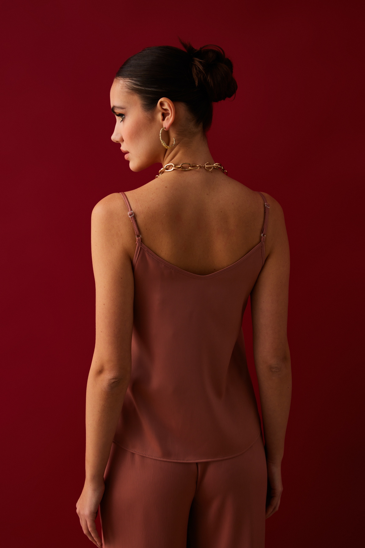 Degaje Yaka Saten Bluz - PUDRA