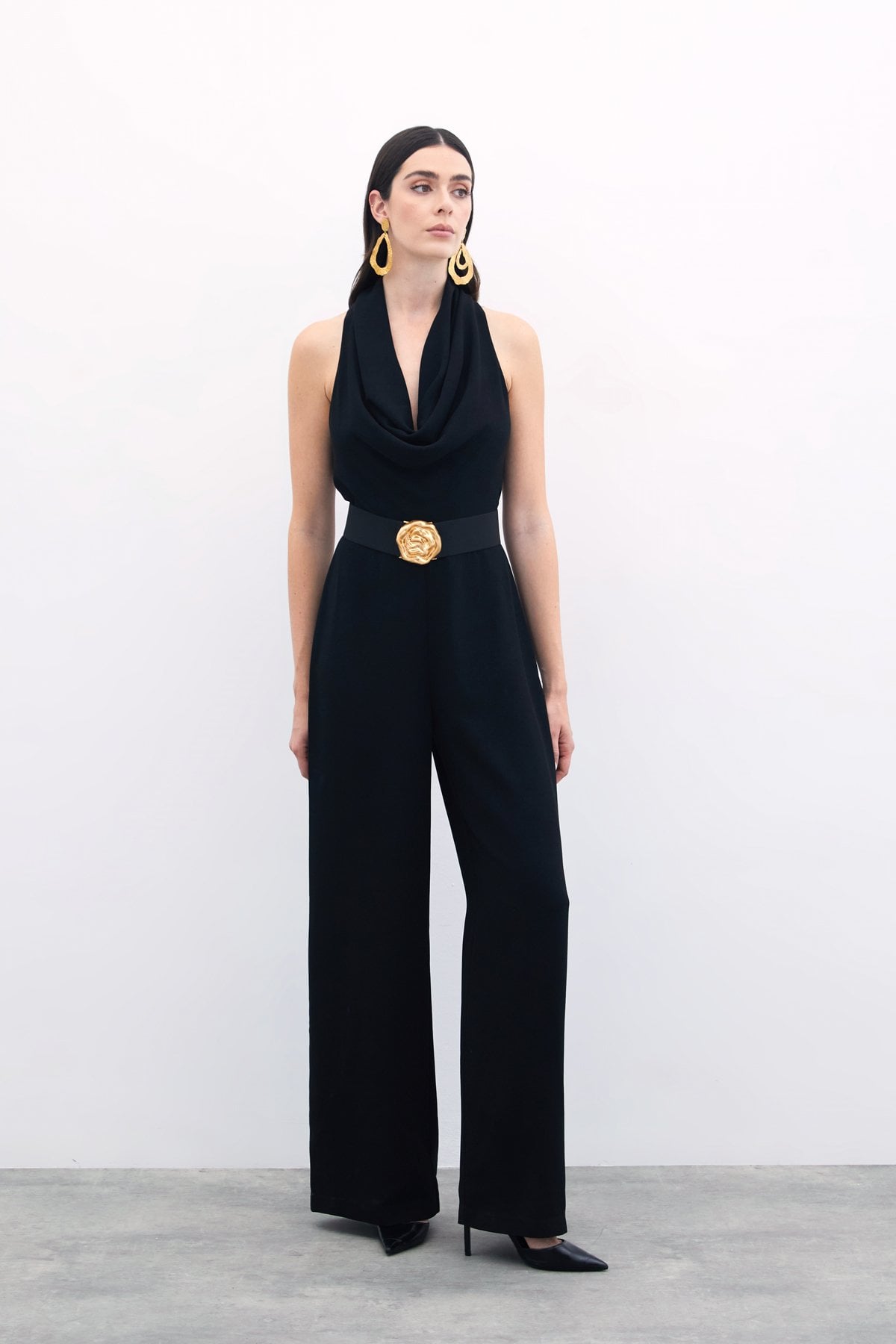 Cowl Neck Jumpsuit - Black