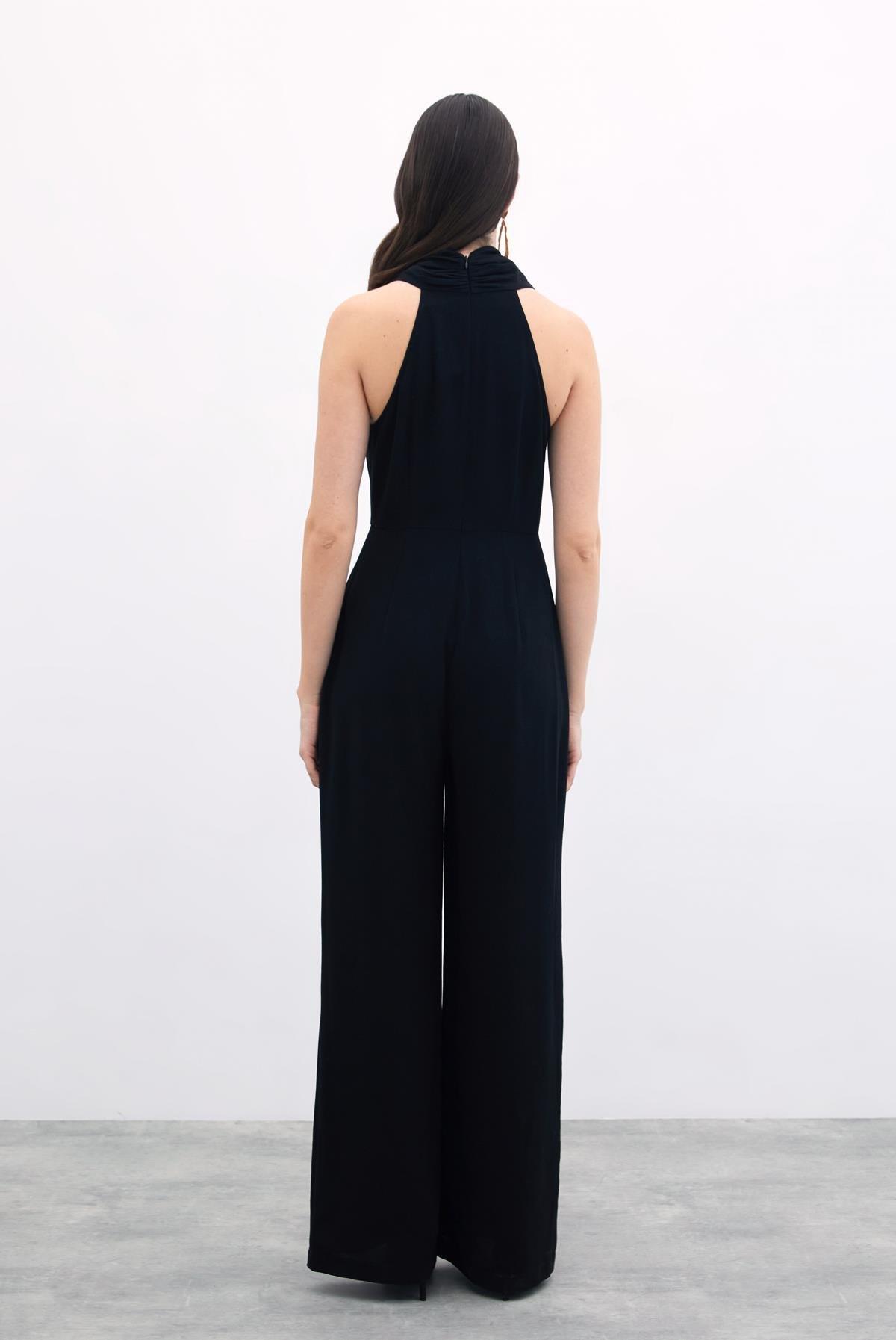 Cowl Neck Jumpsuit - Black
