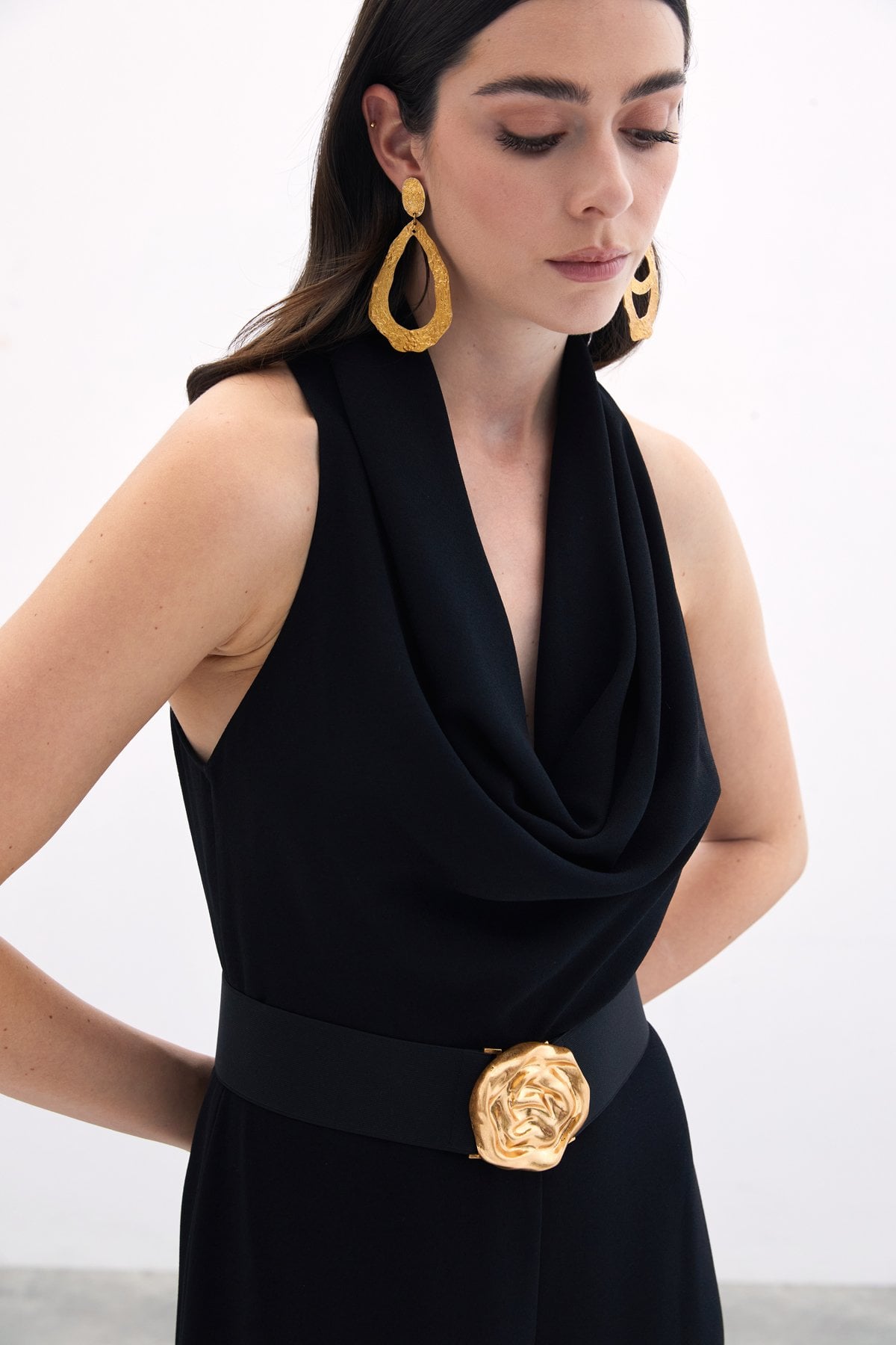 Cowl Neck Jumpsuit - Black