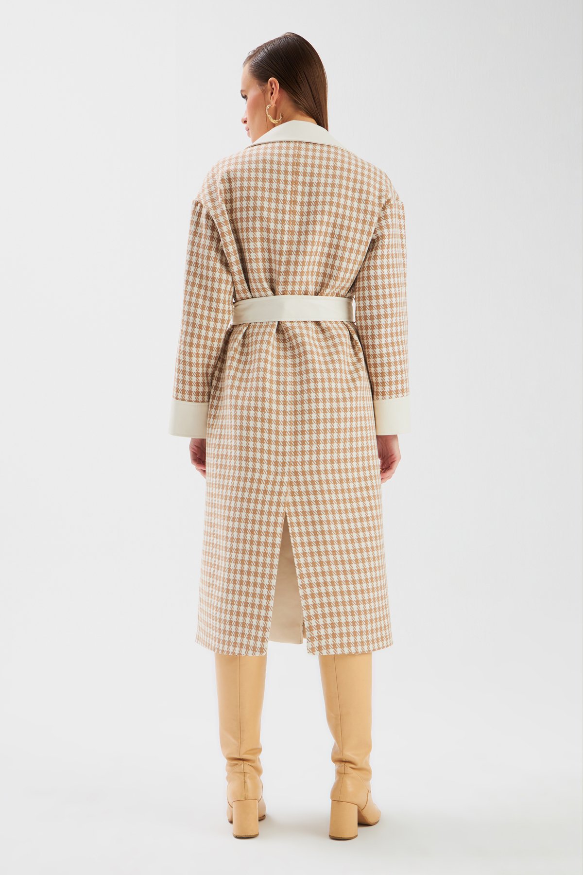 Deri Detaylı Kazayağı Kaban - CAMEL