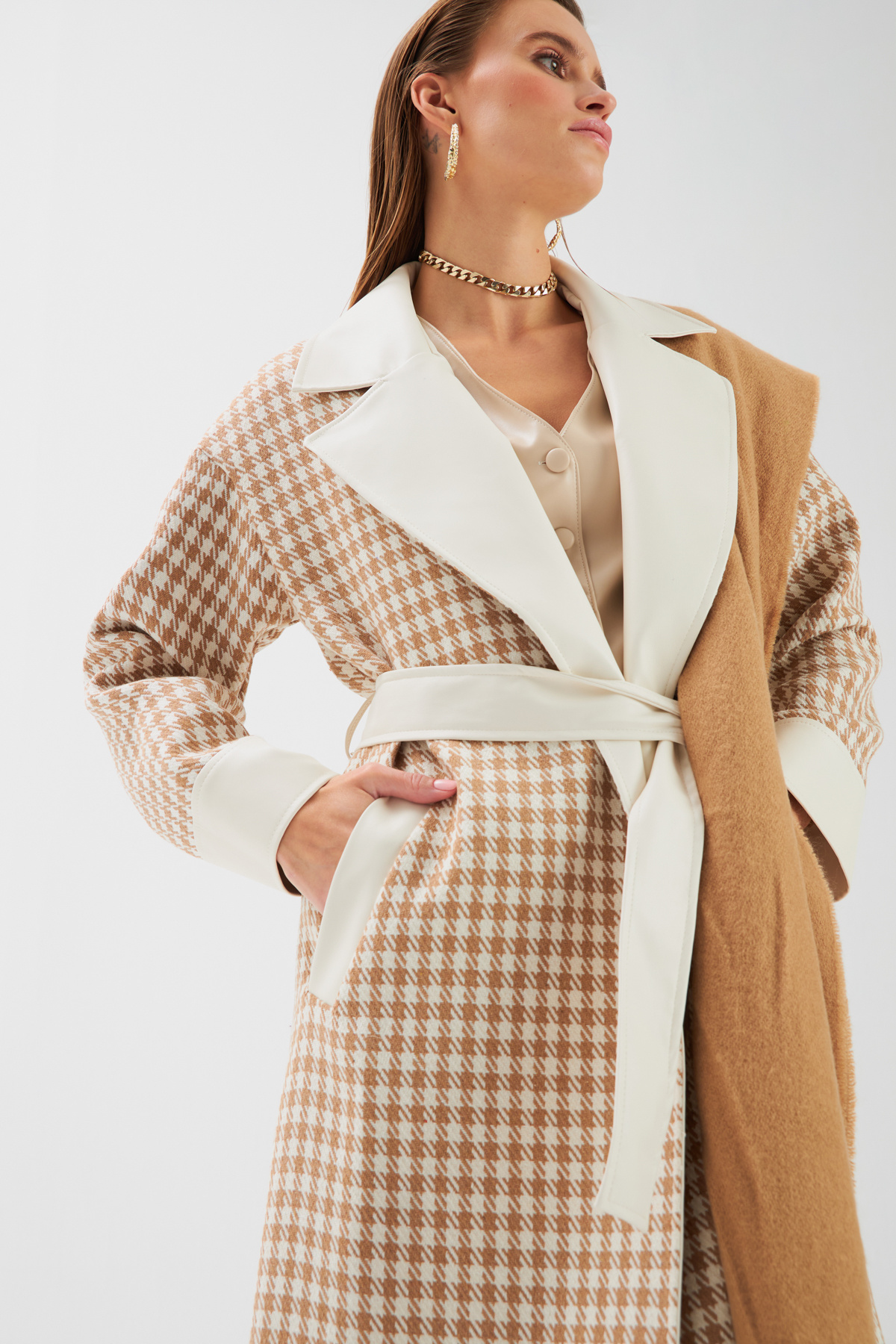 Deri Detaylı Kazayağı Kaban - CAMEL