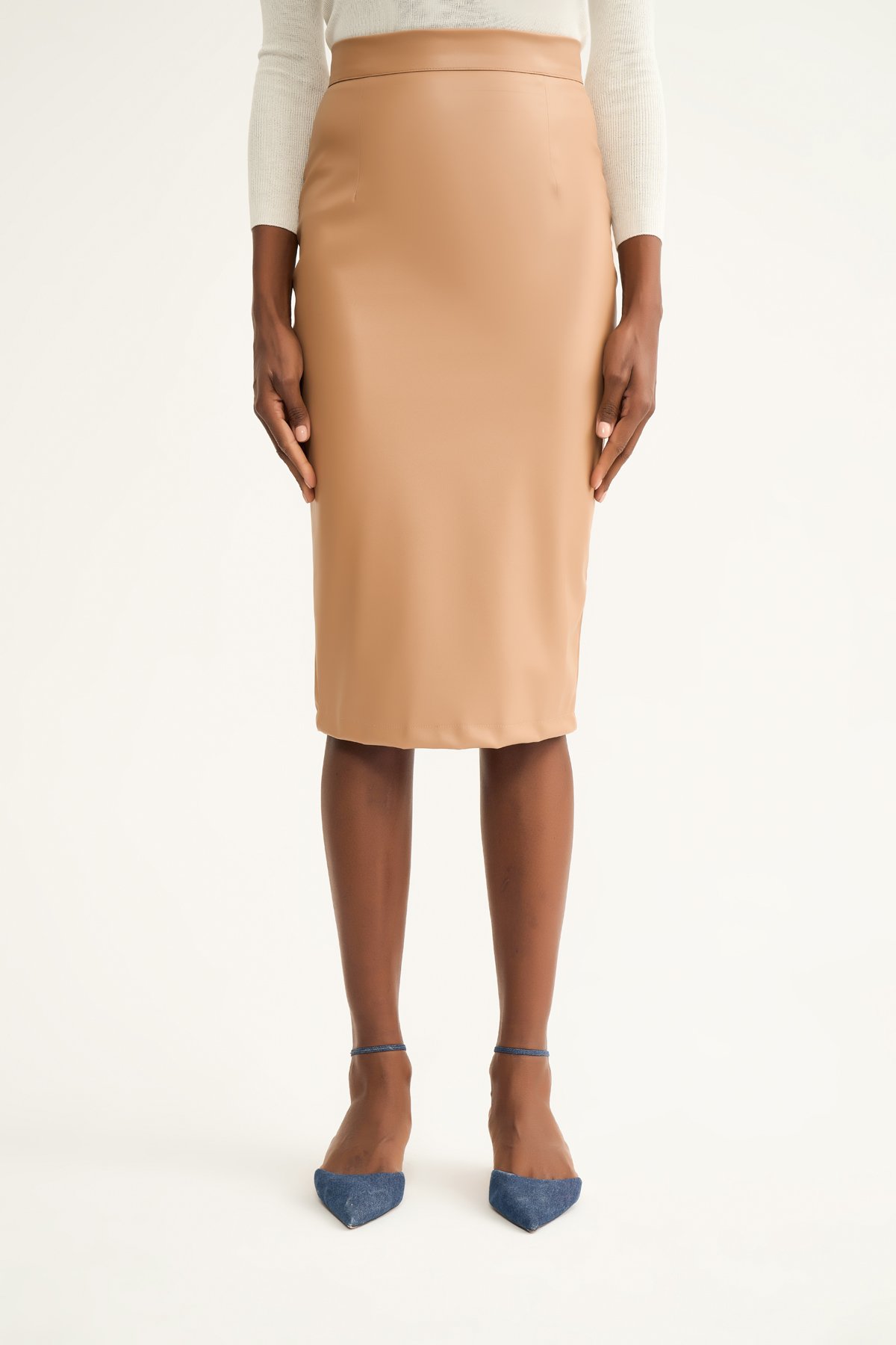 Deri kalem etek - BEJ