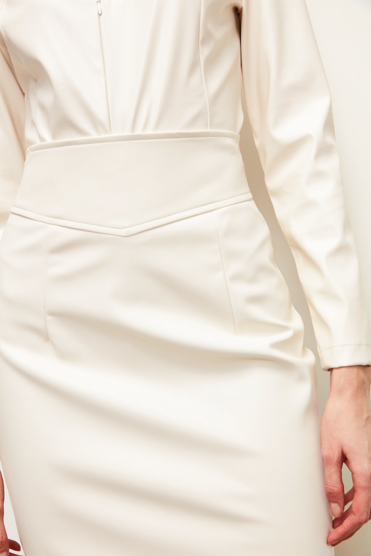 Leather Pencil Skirt - ECRU