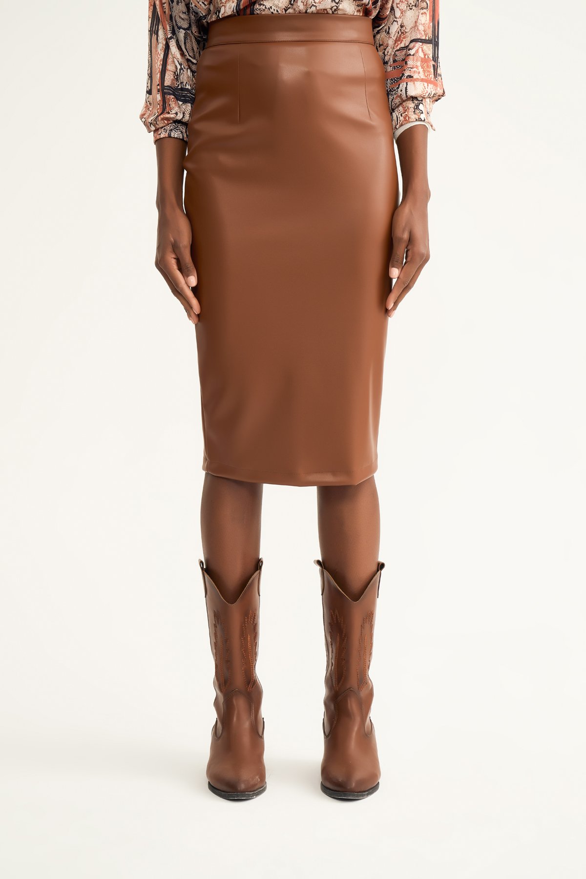 Deri kalem etek - KAHVE