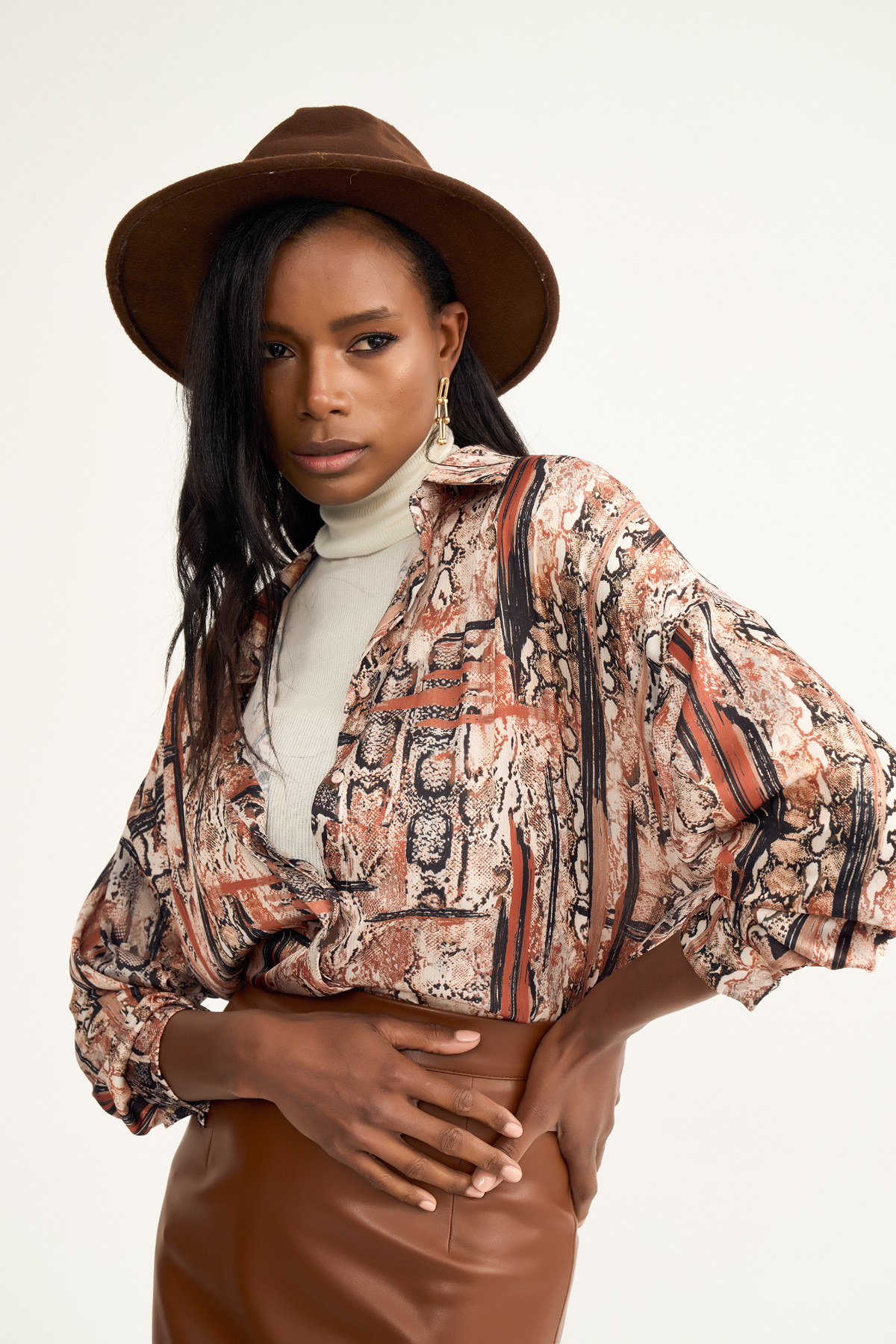 Deri kalem etek - KAHVE