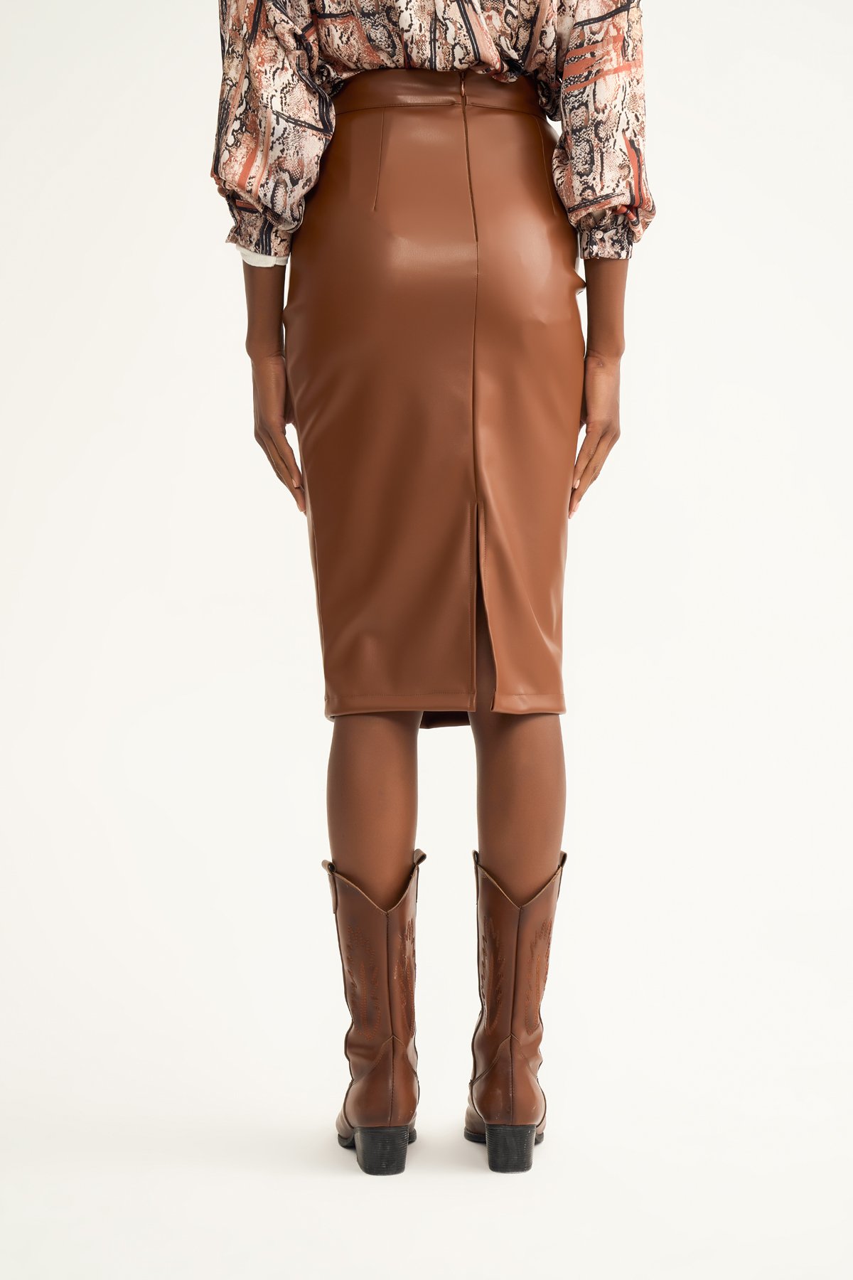 Deri kalem etek - KAHVE