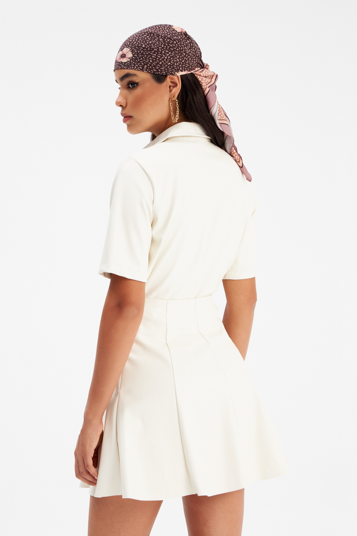 Deri mini etek - EKRU