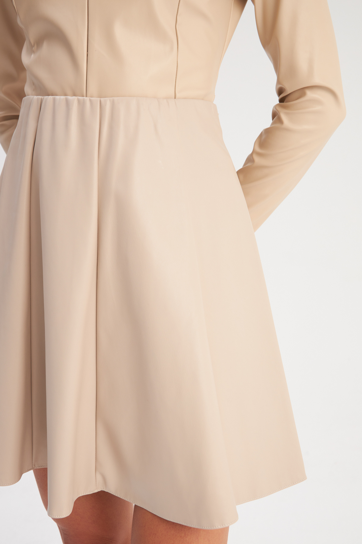 leather mini skirt - STONE