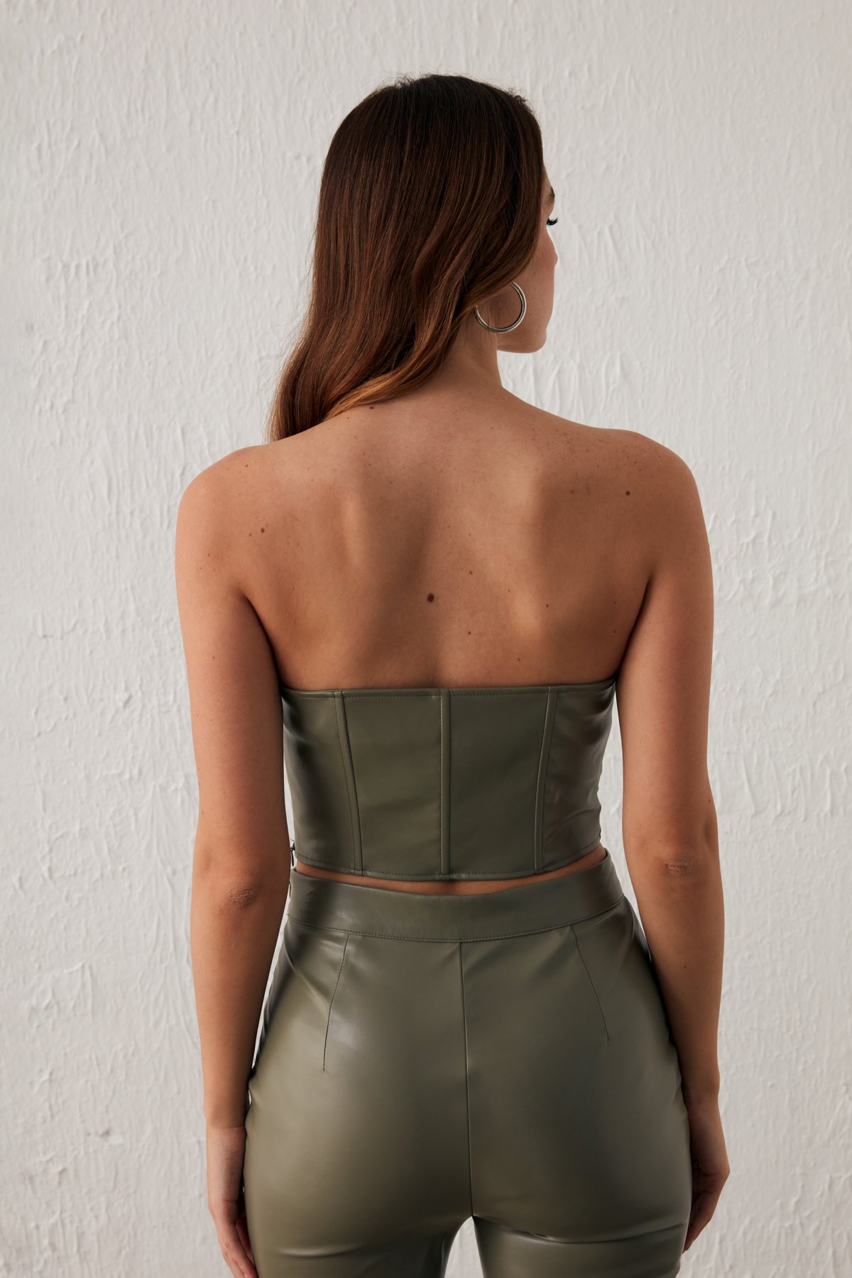 Deri Straplez Bluz - ÇAĞLA YEŞİLİ