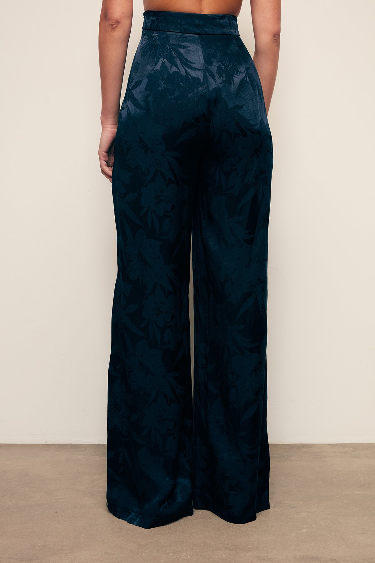 Desenli Bol Paça Pantolon - LACİVERT