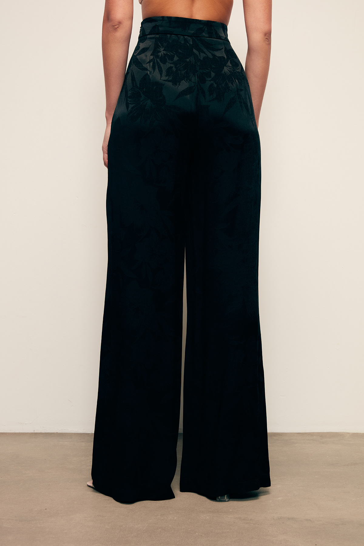 Desenli Bol Paça Pantolon - SİYAH