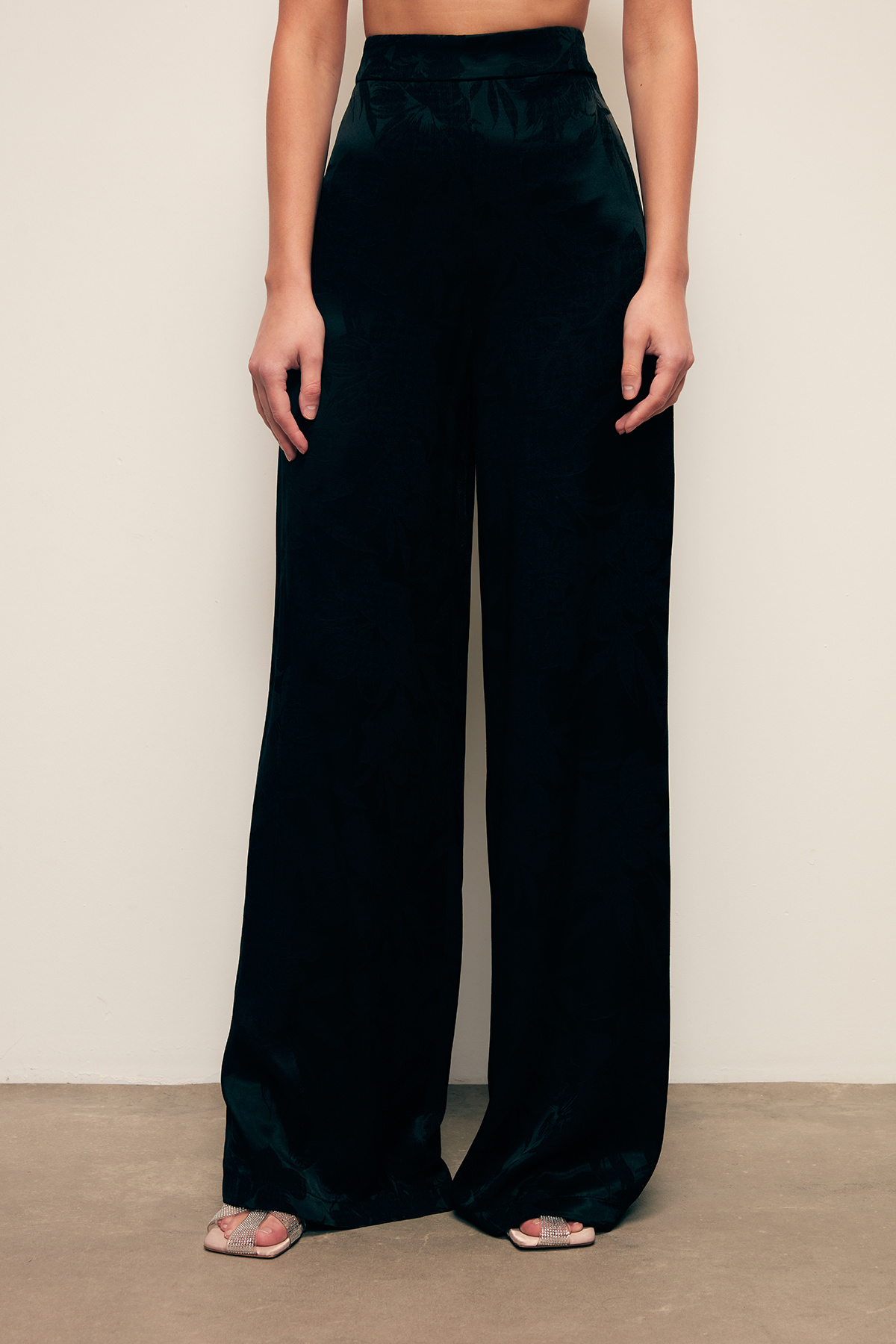 Desenli Bol Paça Pantolon - SİYAH