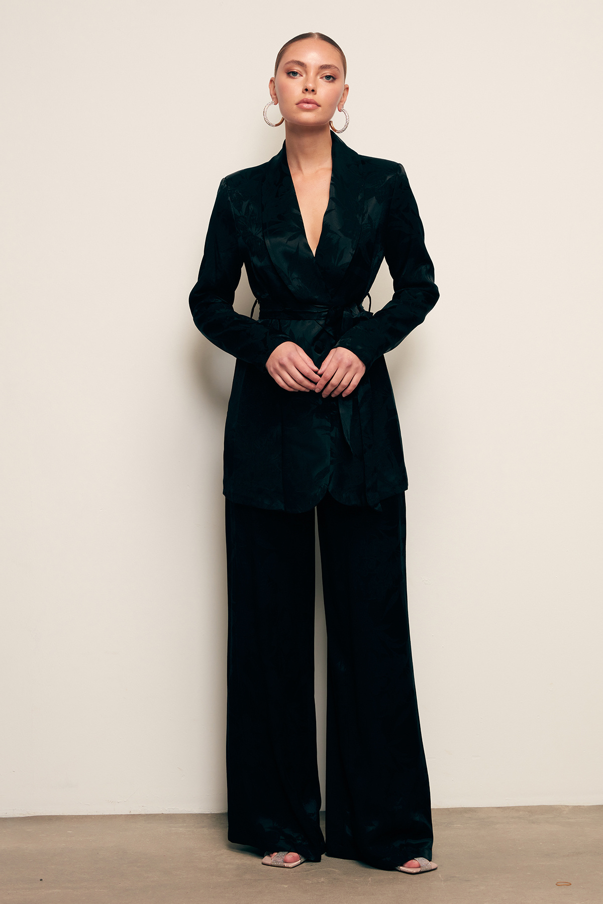 Desenli Bol Paça Pantolon - SİYAH