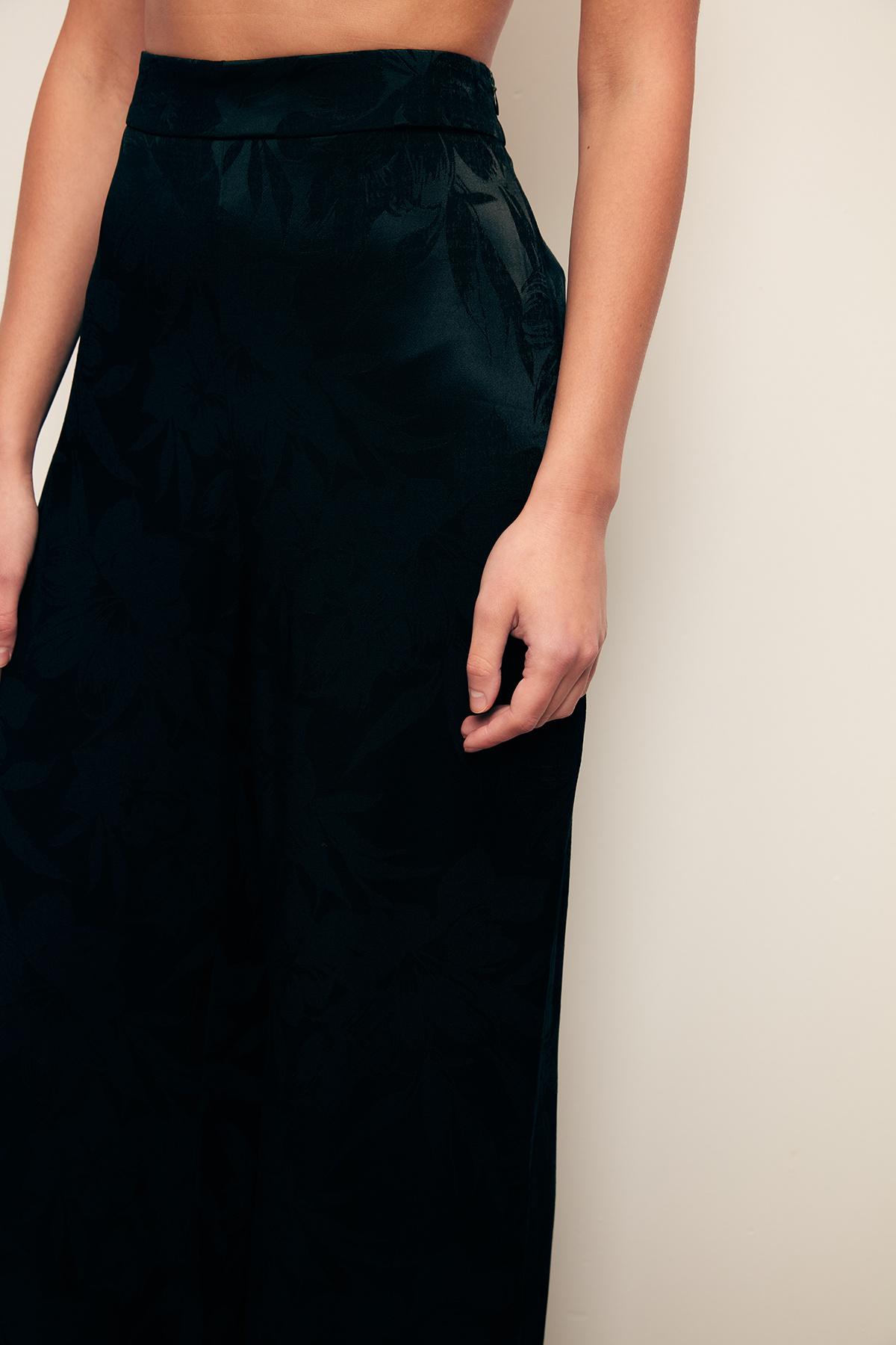 Desenli Bol Paça Pantolon - SİYAH