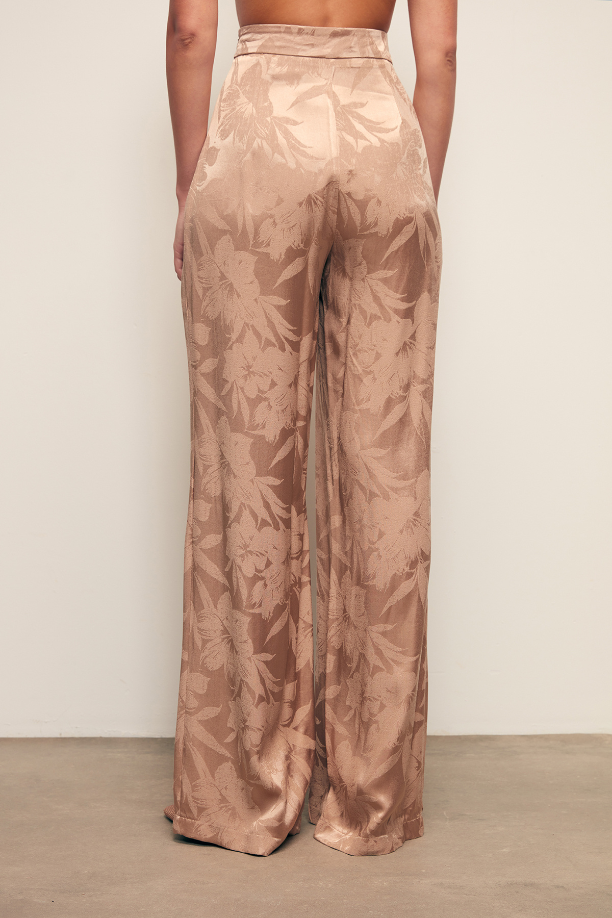 Desenli Bol Paça Pantolon - VİZON