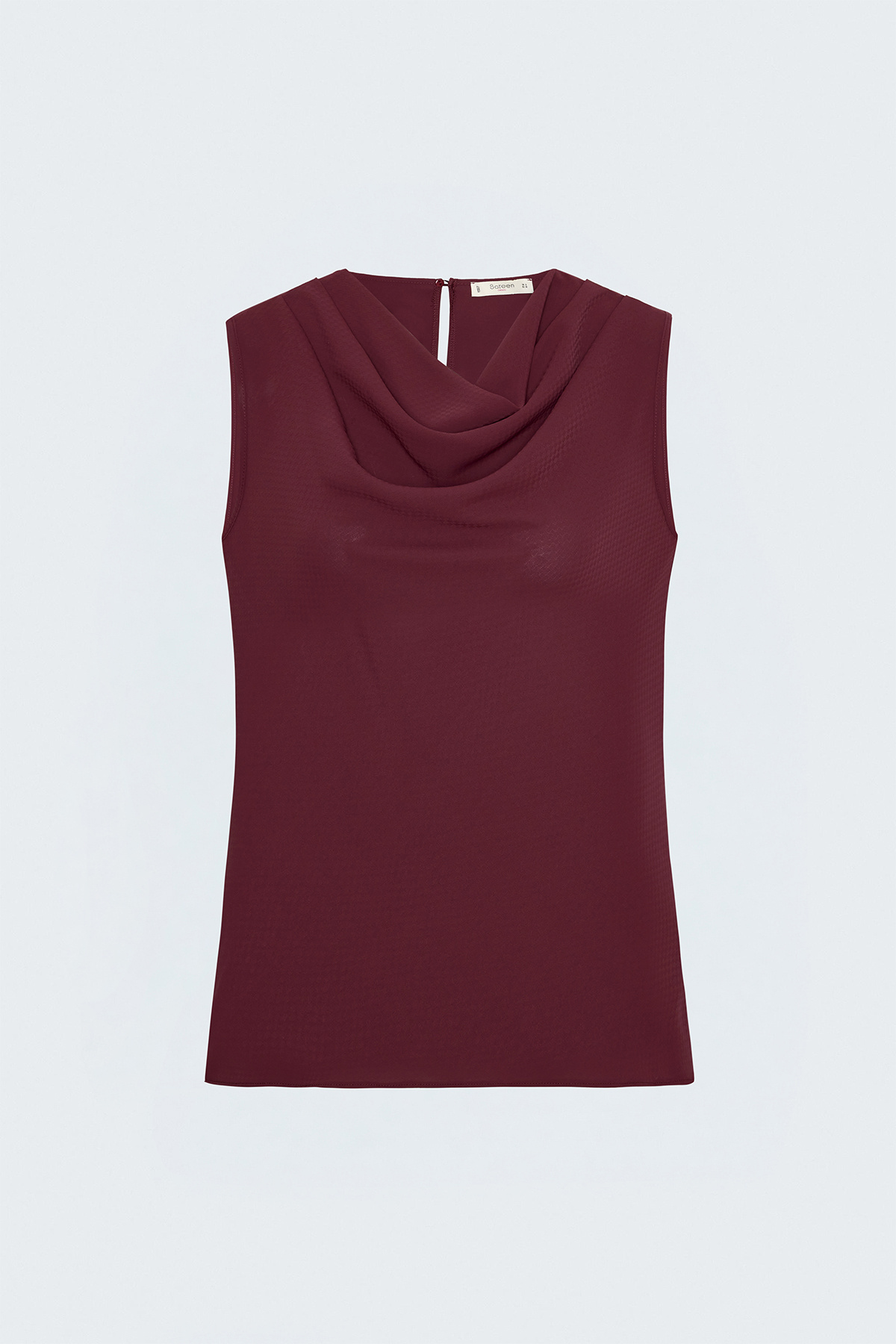 Desenli Degaje Yaka Bluz - Bordo