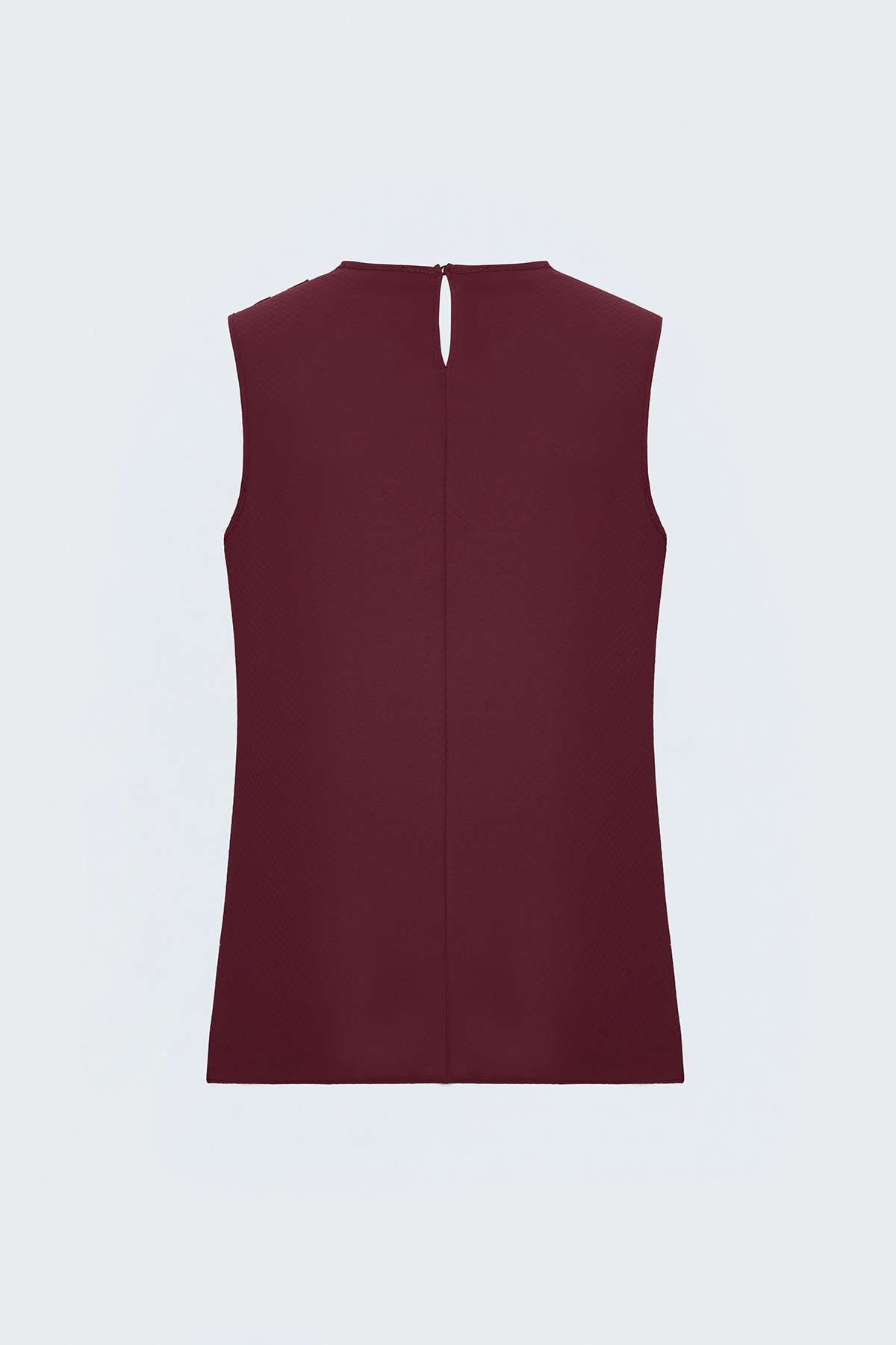 Desenli Degaje Yaka Bluz - Bordo