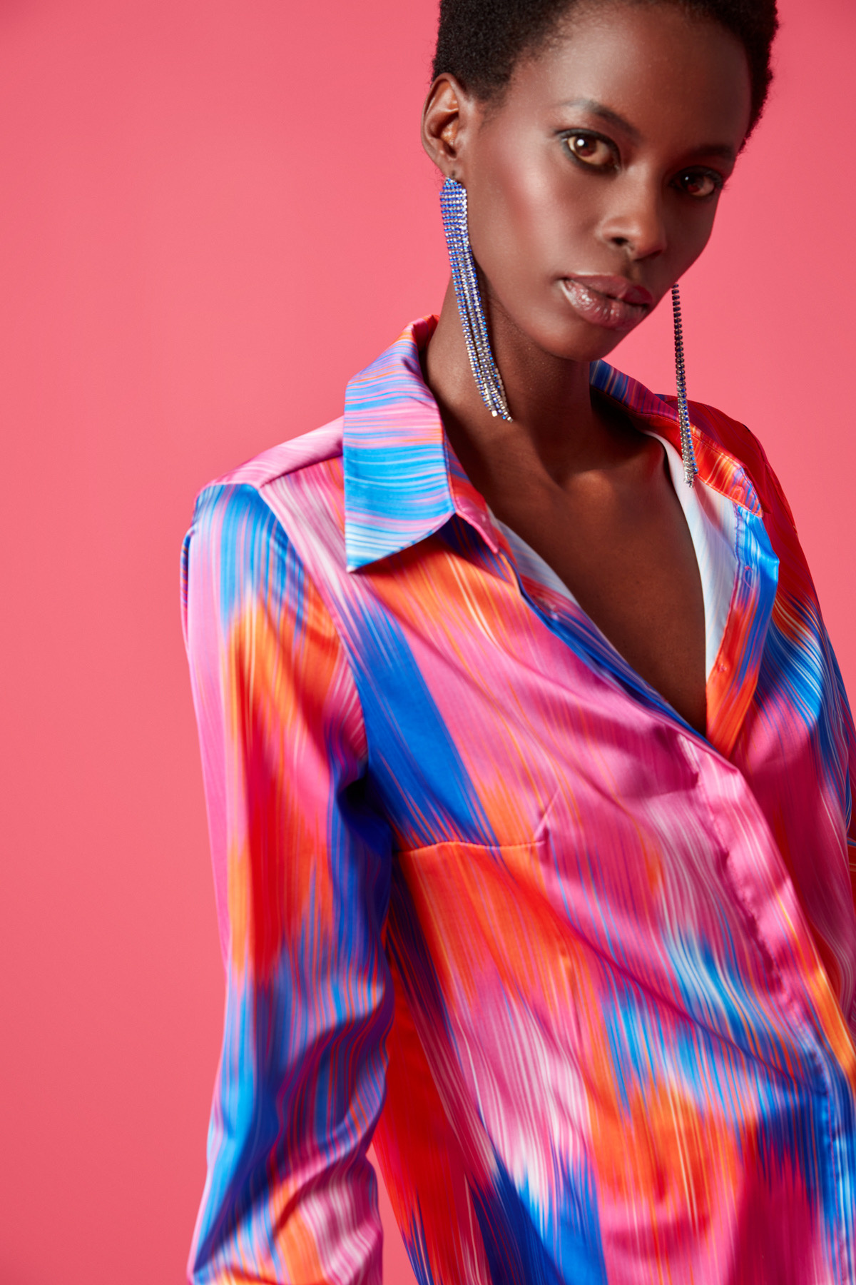Patterned Plain Shirt - FuchsIa