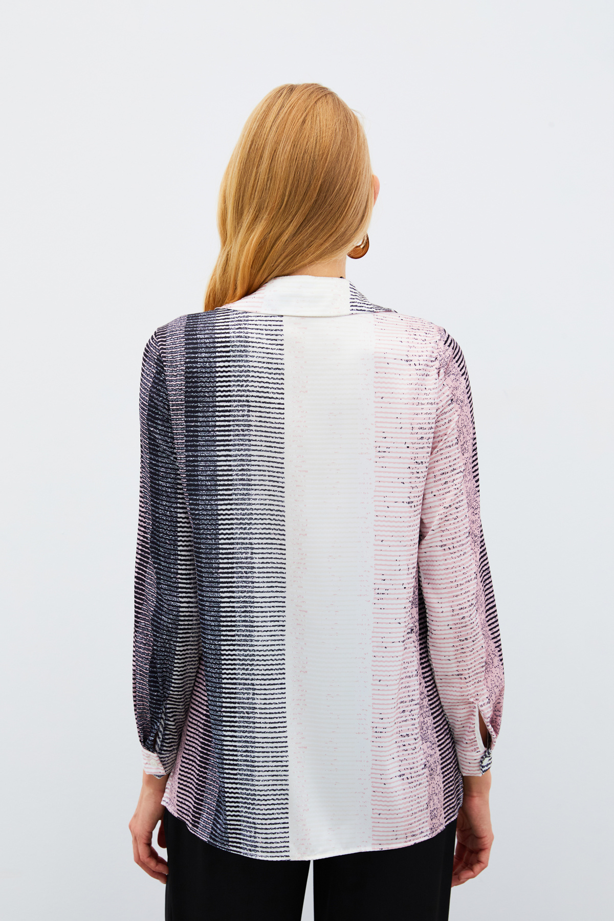 Desenli Düz Gömlek - PUDRA