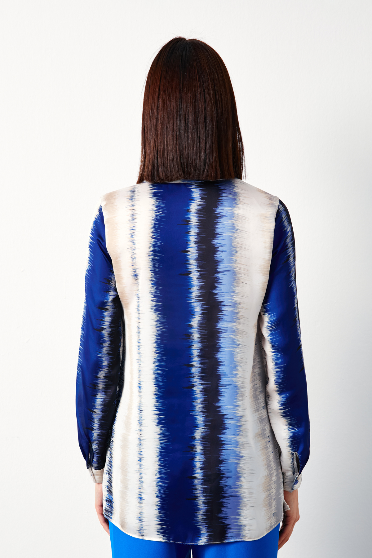 Desenli Düz Gömlek - SAX MAVİ