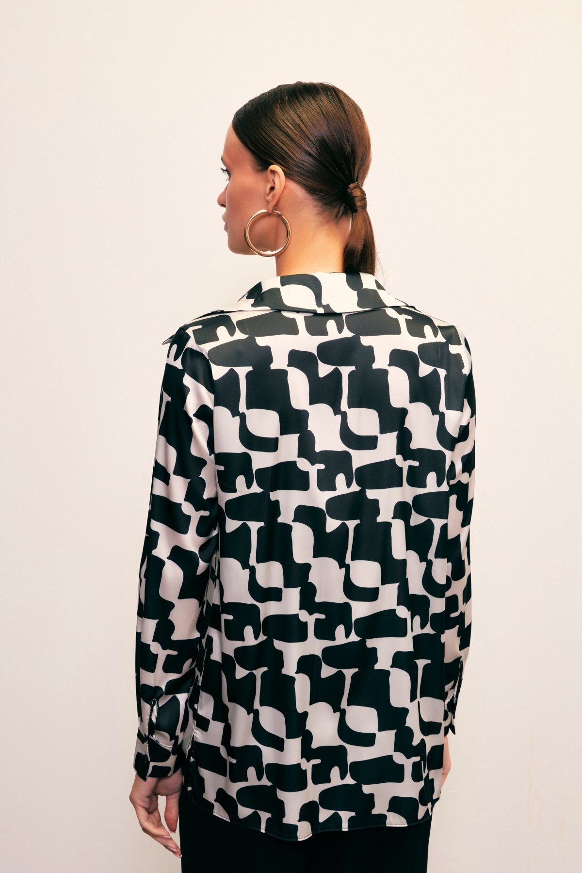 Desenli Düz Gömlek - SİYAH