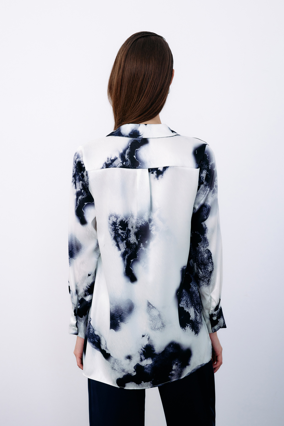 Desenli Geniş Klasik Gömlek - LACİVERT