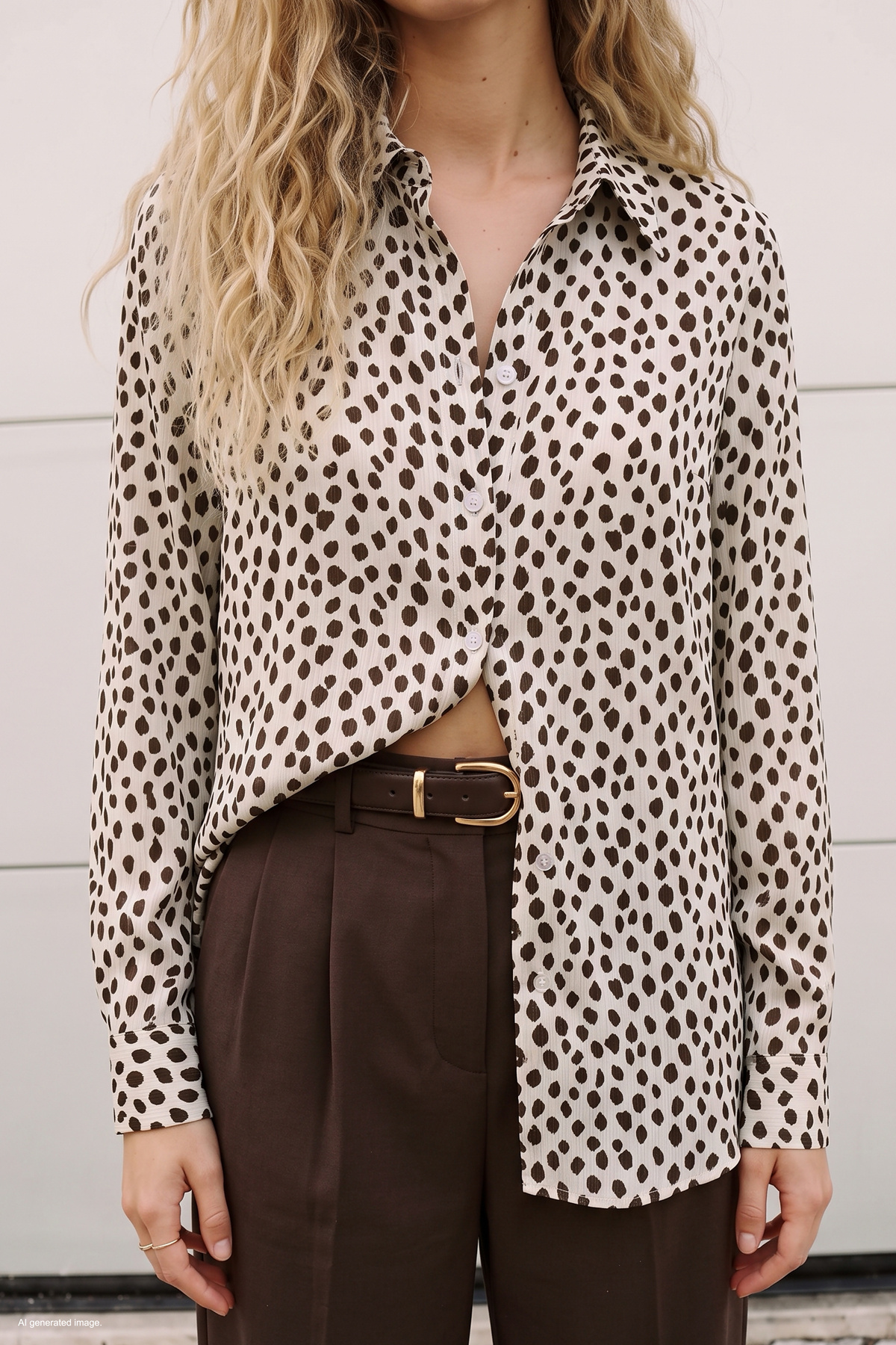 Patterned Shirt - Ecru-coffee
