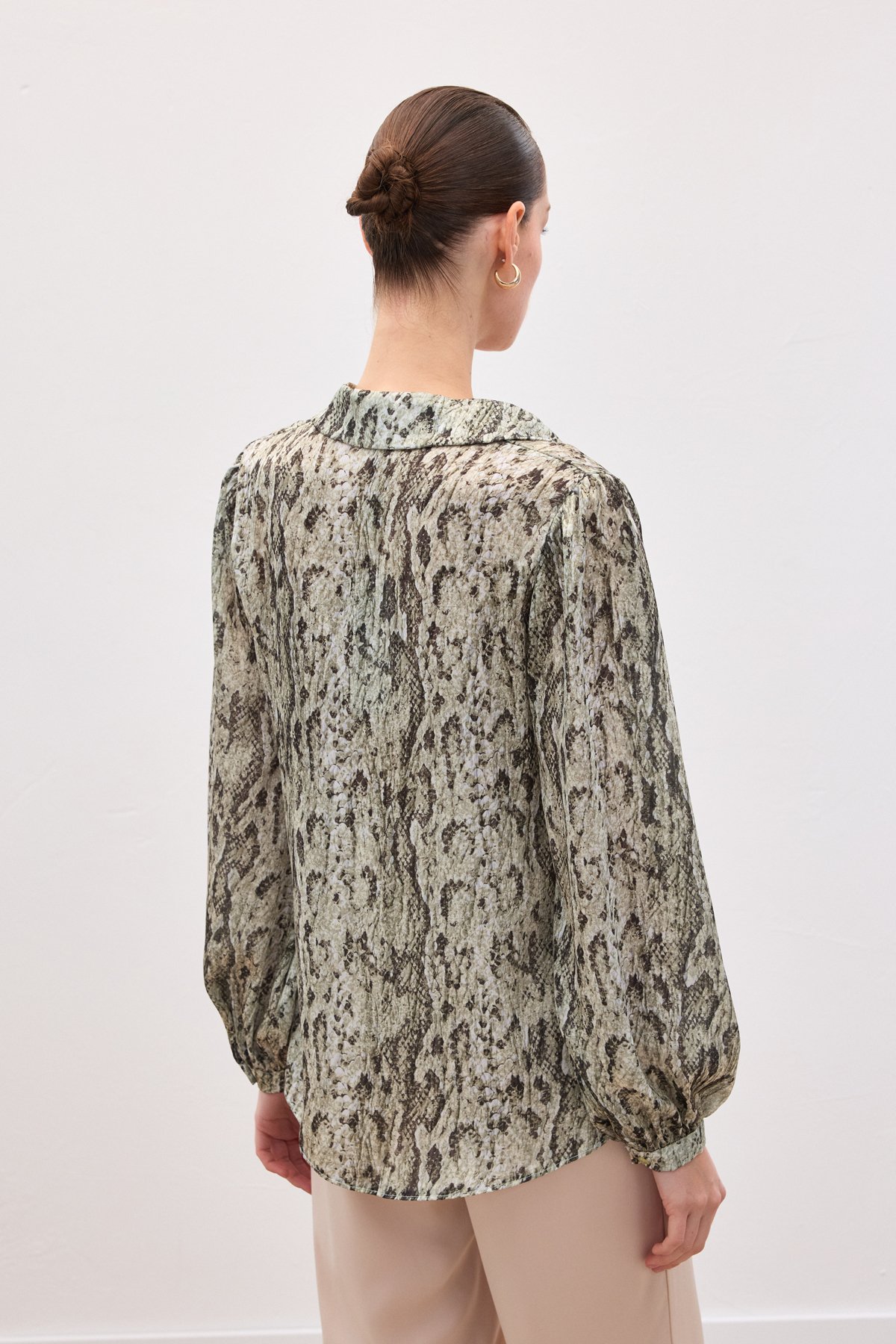 Desenli Gömlek - Haki