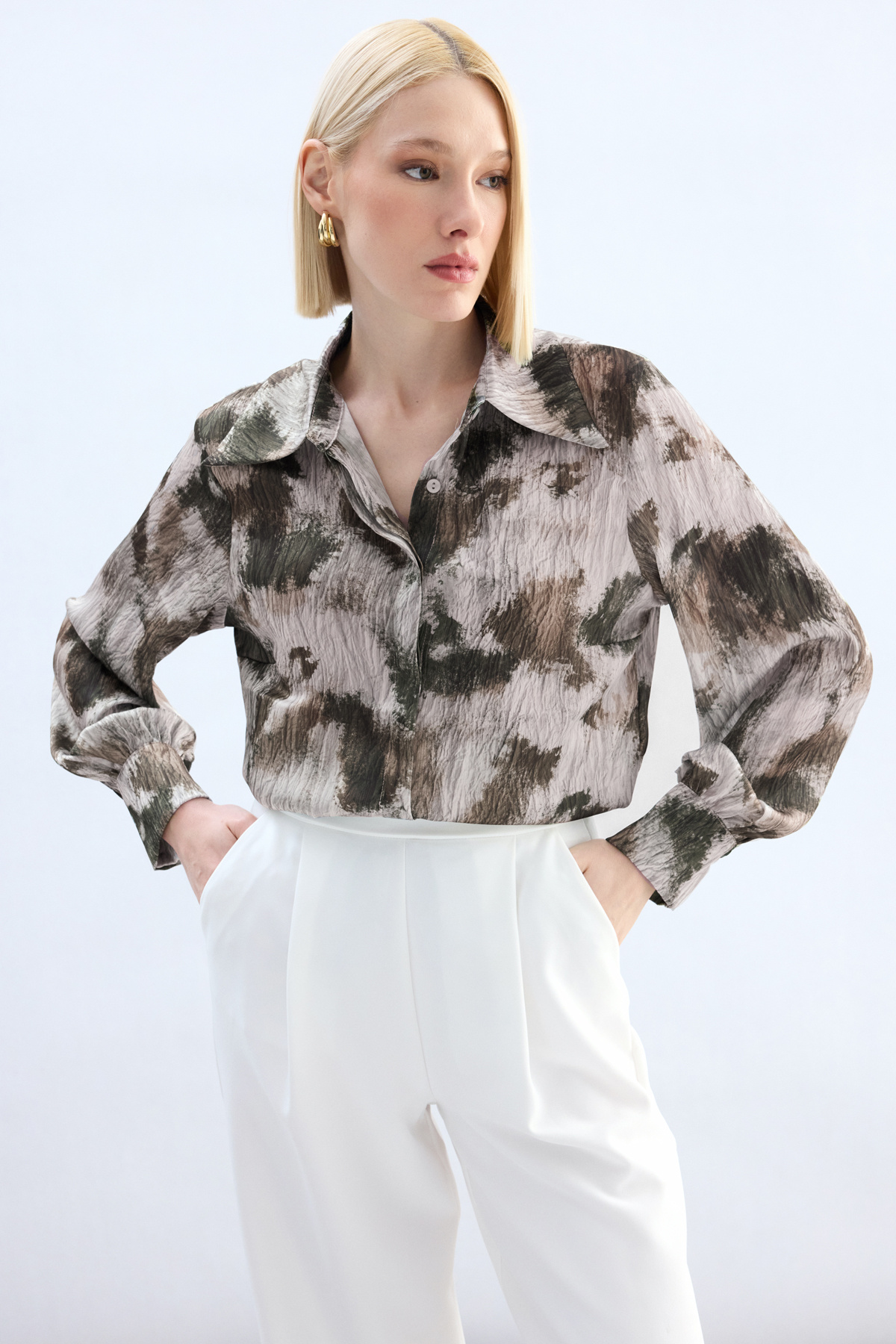 Desenli Gömlek - Kahve