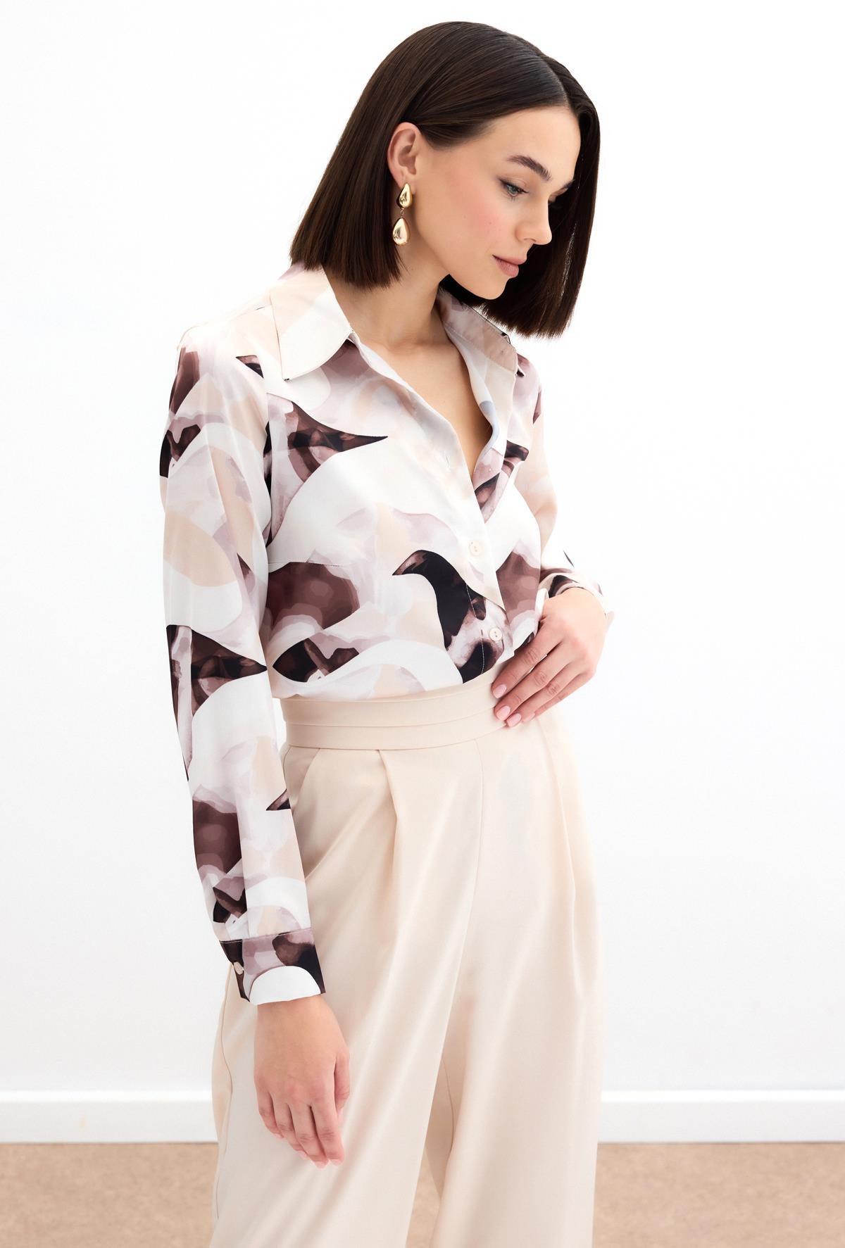 Desenli Gömlek - Kahve