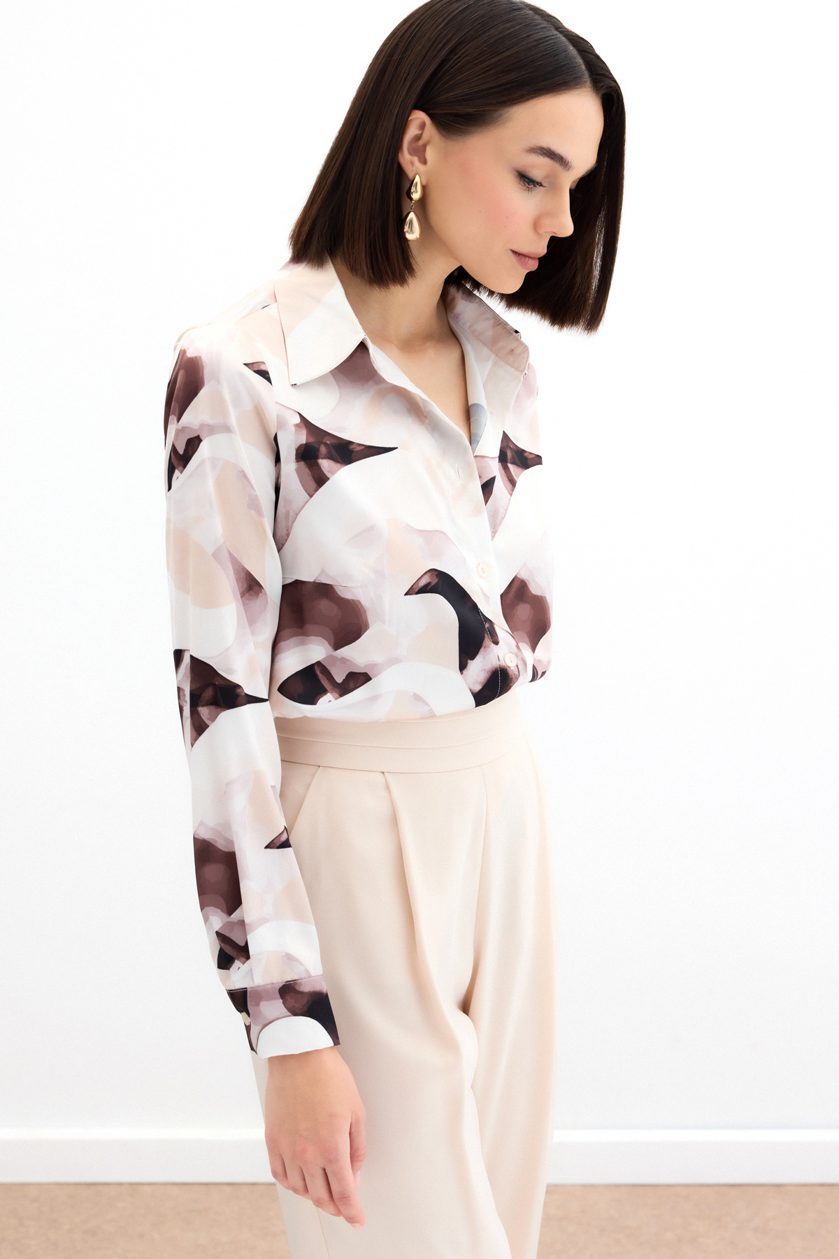 Desenli Gömlek - Kahve