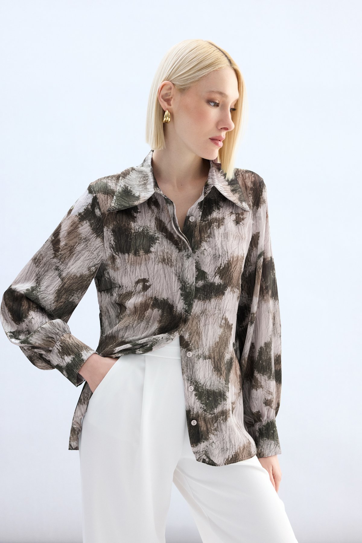 Desenli Gömlek - Kahve