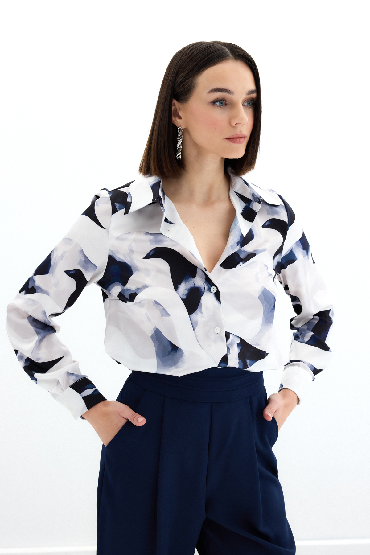 Desenli Gömlek - Lacivert