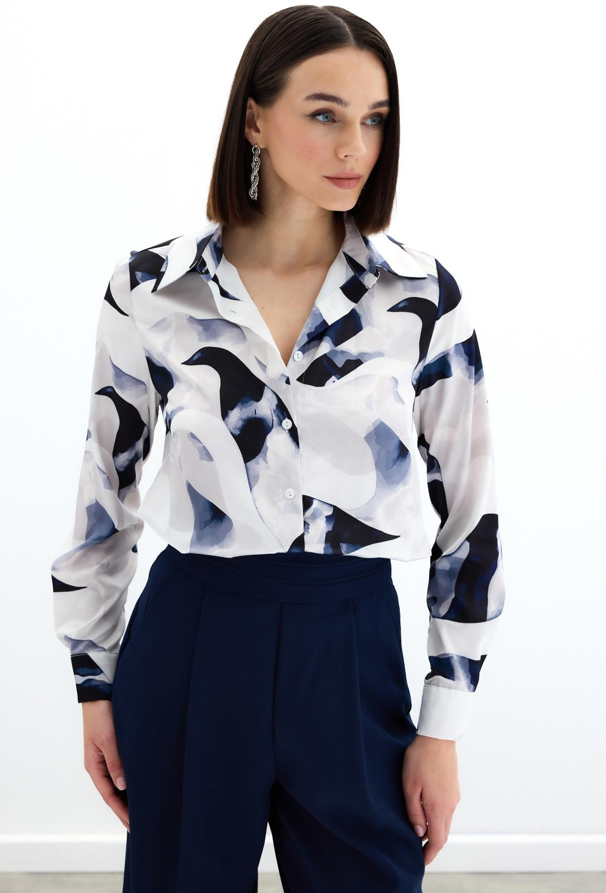 Desenli Gömlek - Lacivert